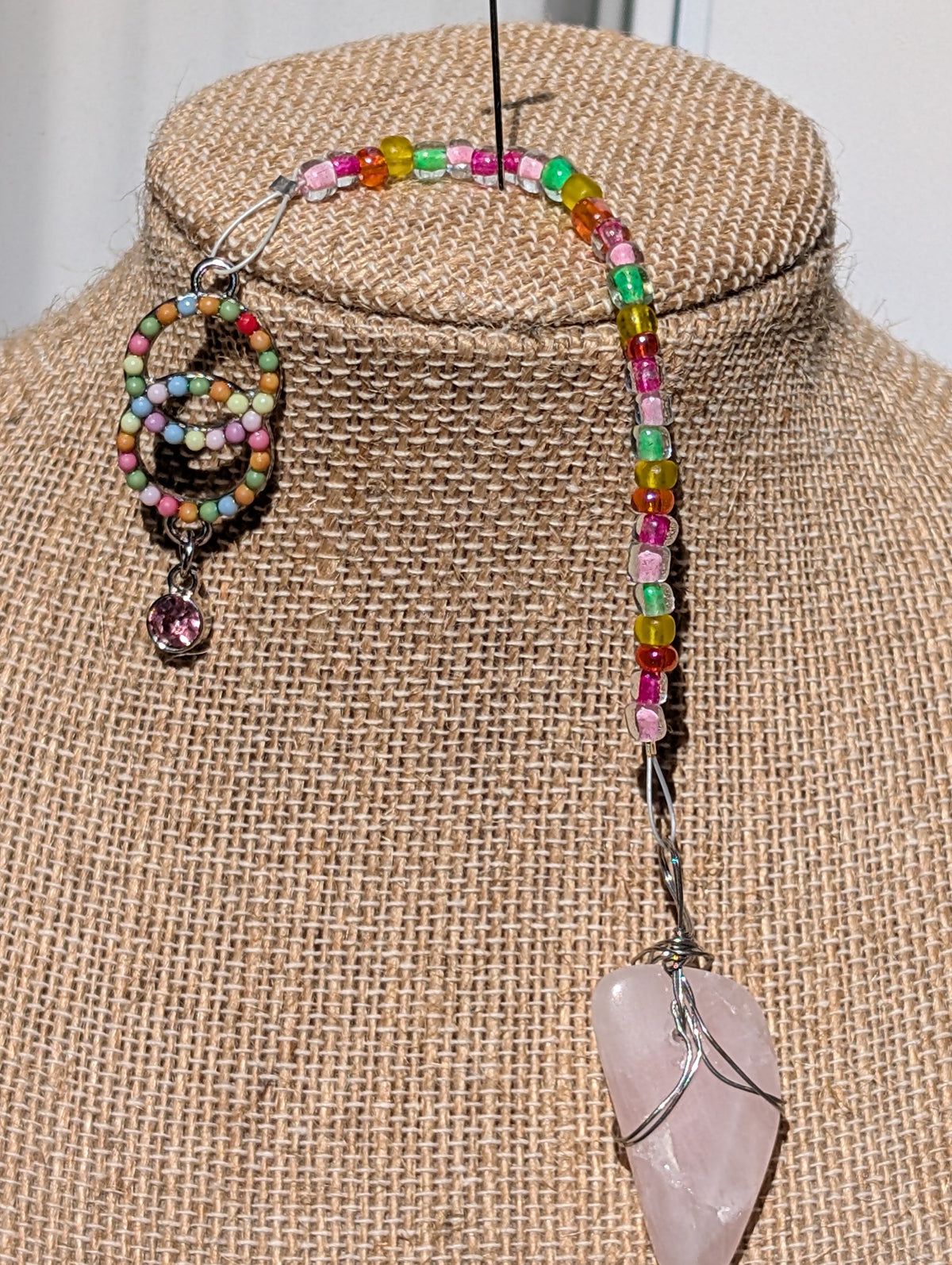 Wire-wrapped Rose Quartz Pendulum (Reiki blessed)