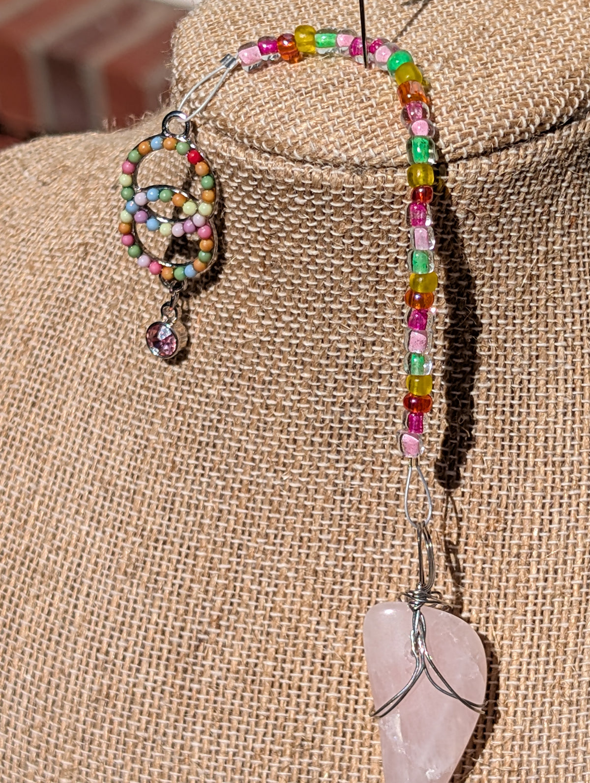 Wire-wrapped Rose Quartz Pendulum (Reiki blessed)