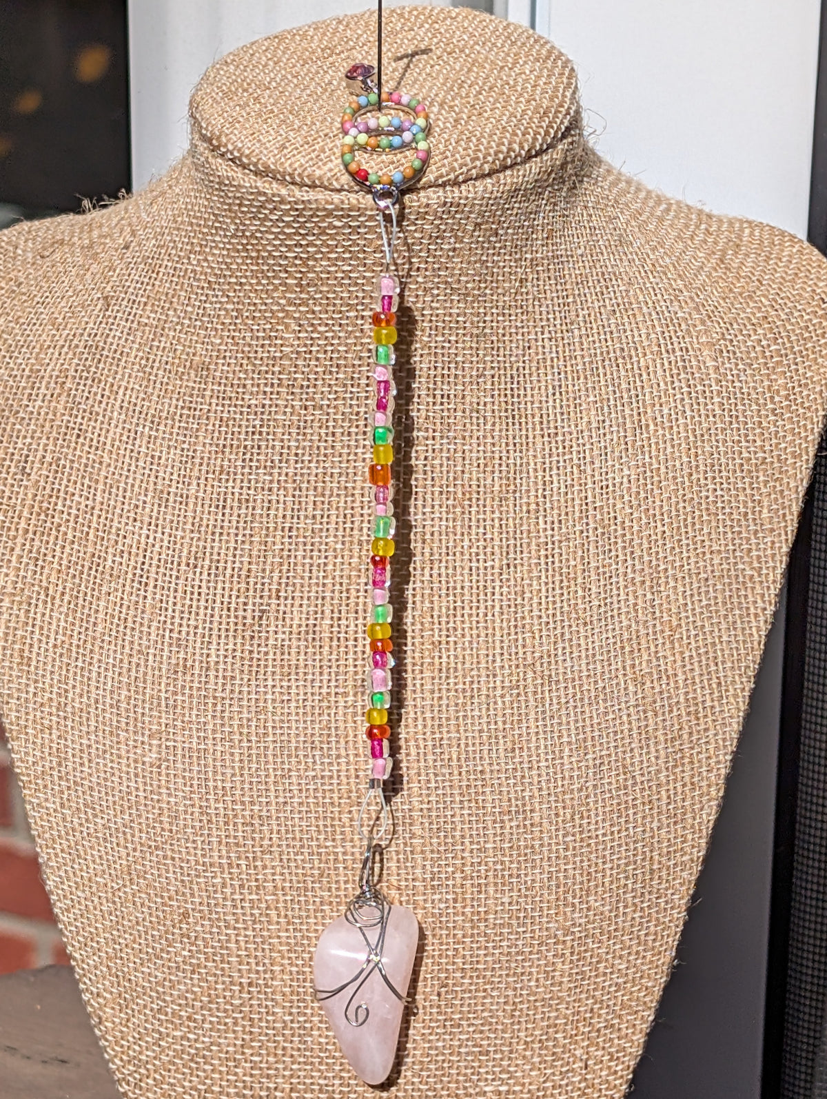 Wire-wrapped Rose Quartz Pendulum (Reiki blessed)