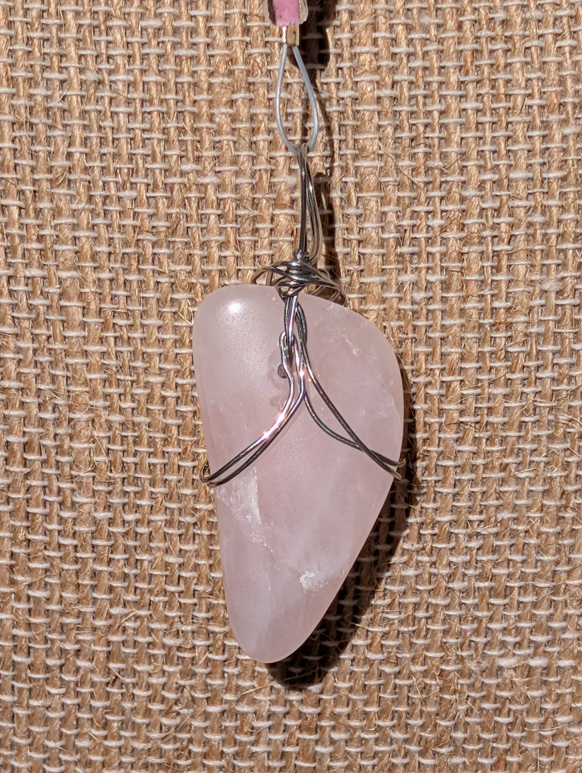 Wire-wrapped Rose Quartz Pendulum (Reiki blessed)