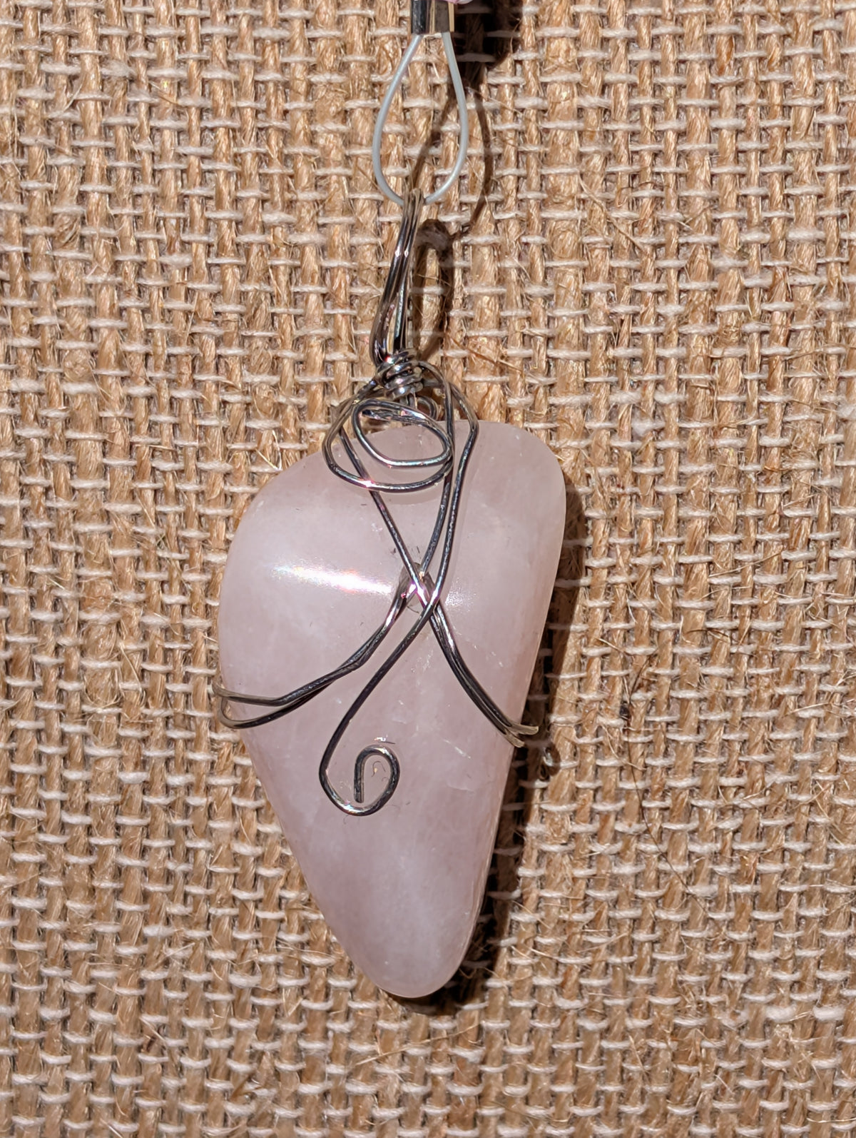 Wire-wrapped Rose Quartz Pendulum (Reiki blessed)