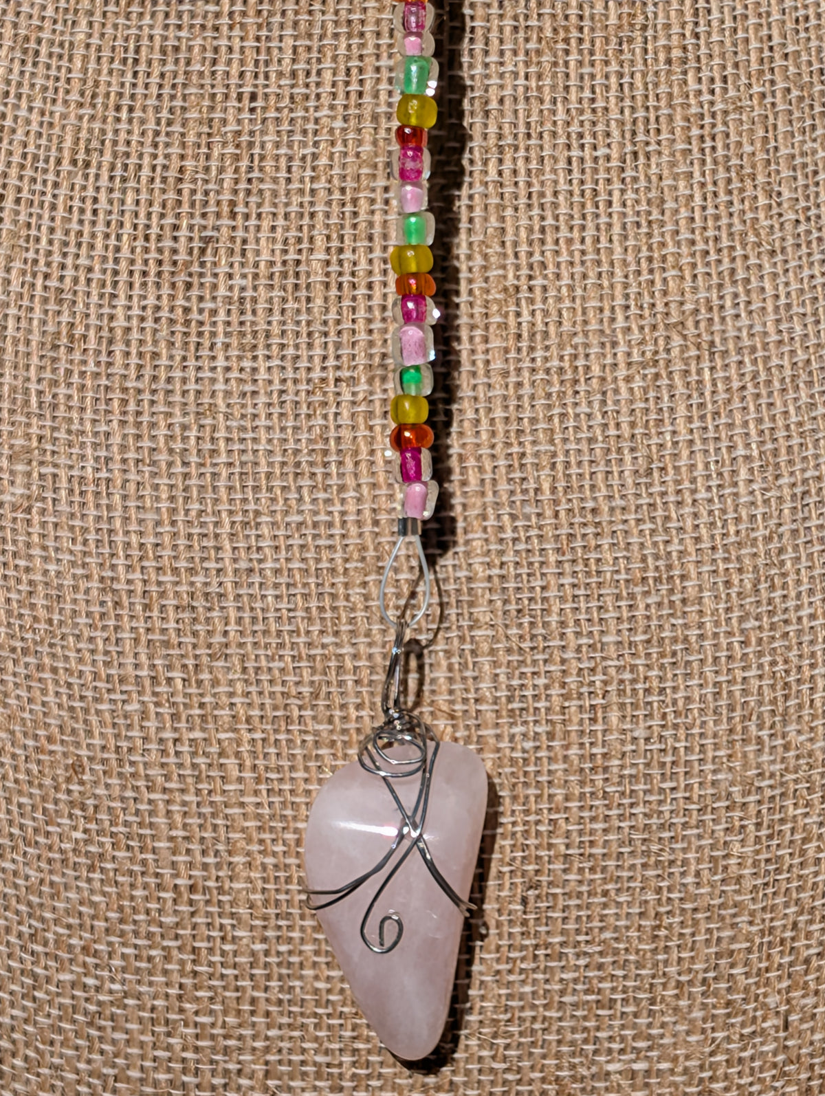 Wire-wrapped Rose Quartz Pendulum (Reiki blessed)