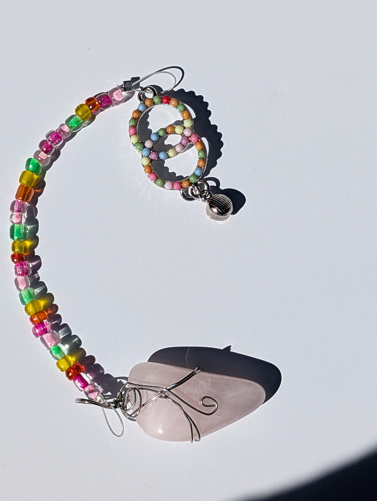 Wire-wrapped Rose Quartz Pendulum (Reiki blessed)