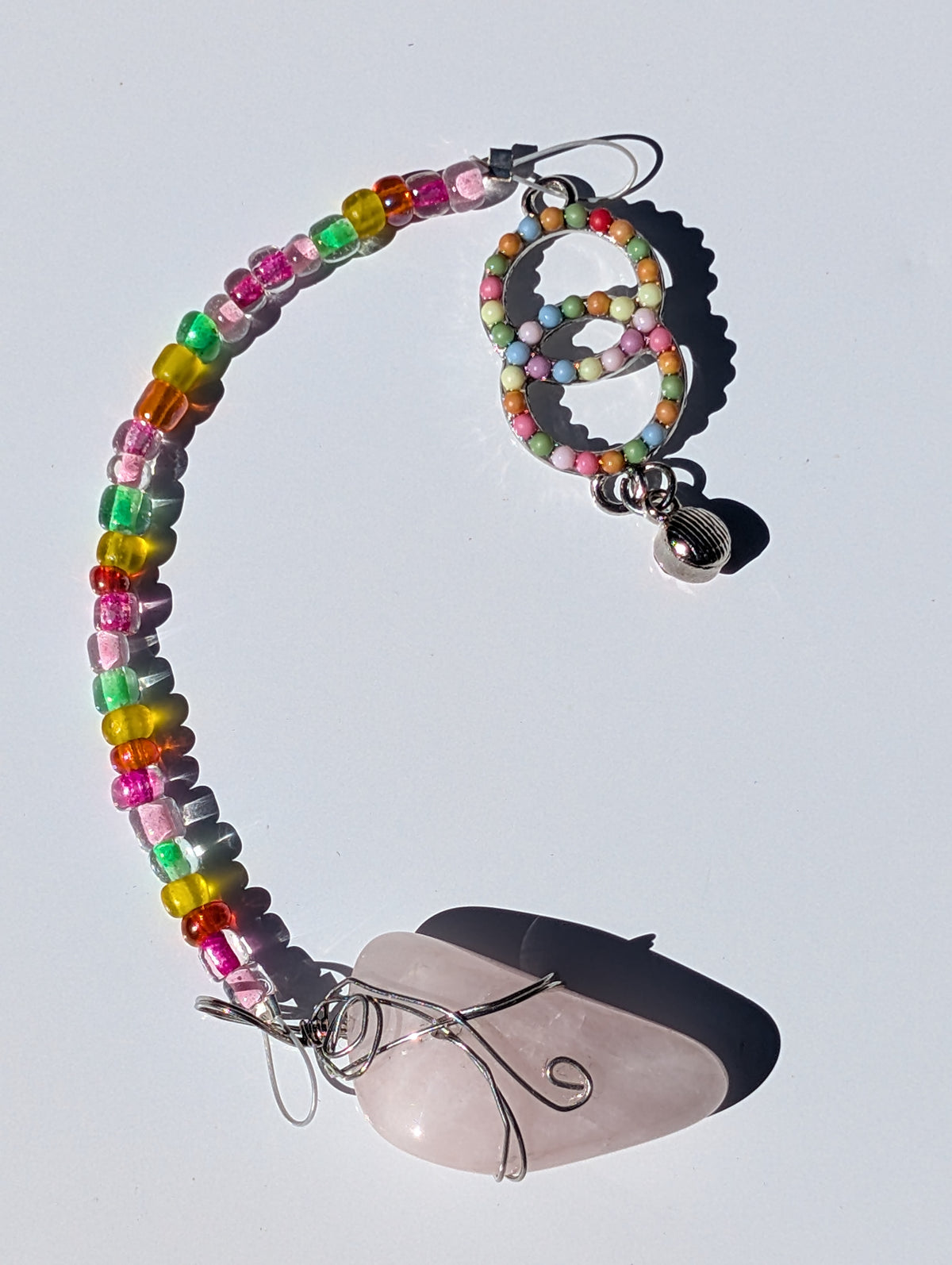 Wire-wrapped Rose Quartz Pendulum (Reiki blessed)