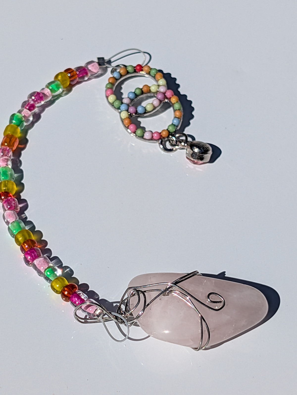 Wire-wrapped Rose Quartz Pendulum (Reiki blessed)