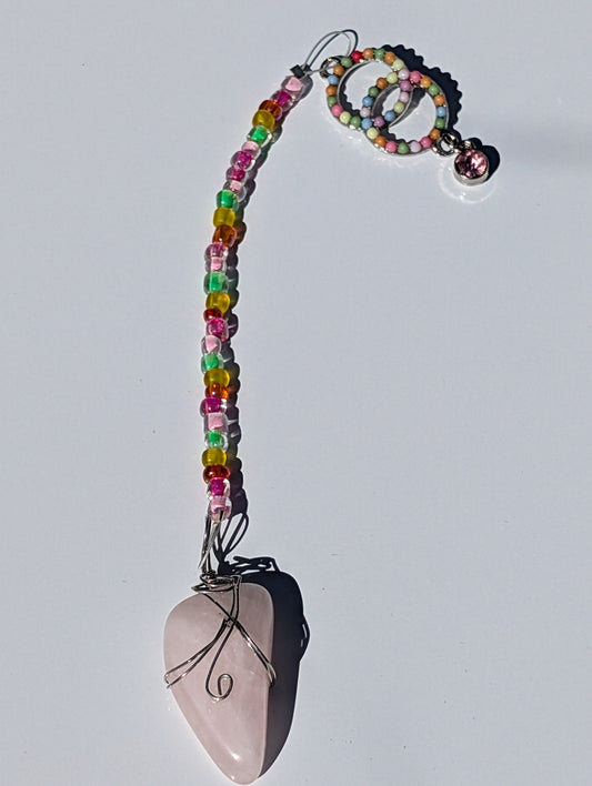 Wire-wrapped Rose Quartz Pendulum (Reiki blessed)