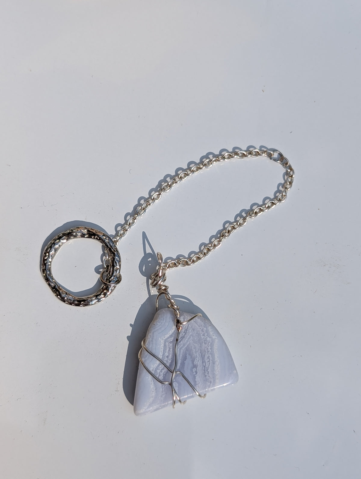 Wire-wrapped Blue Lace Agate Pendulum (reiki blessed)