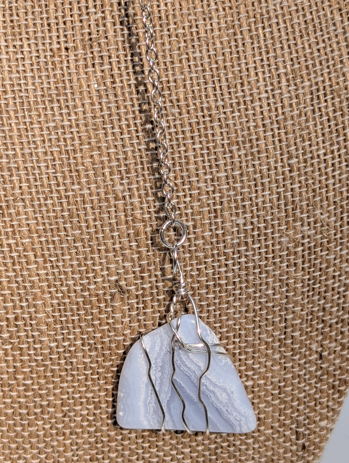 Wire-wrapped Blue Lace Agate Pendulum (reiki blessed)