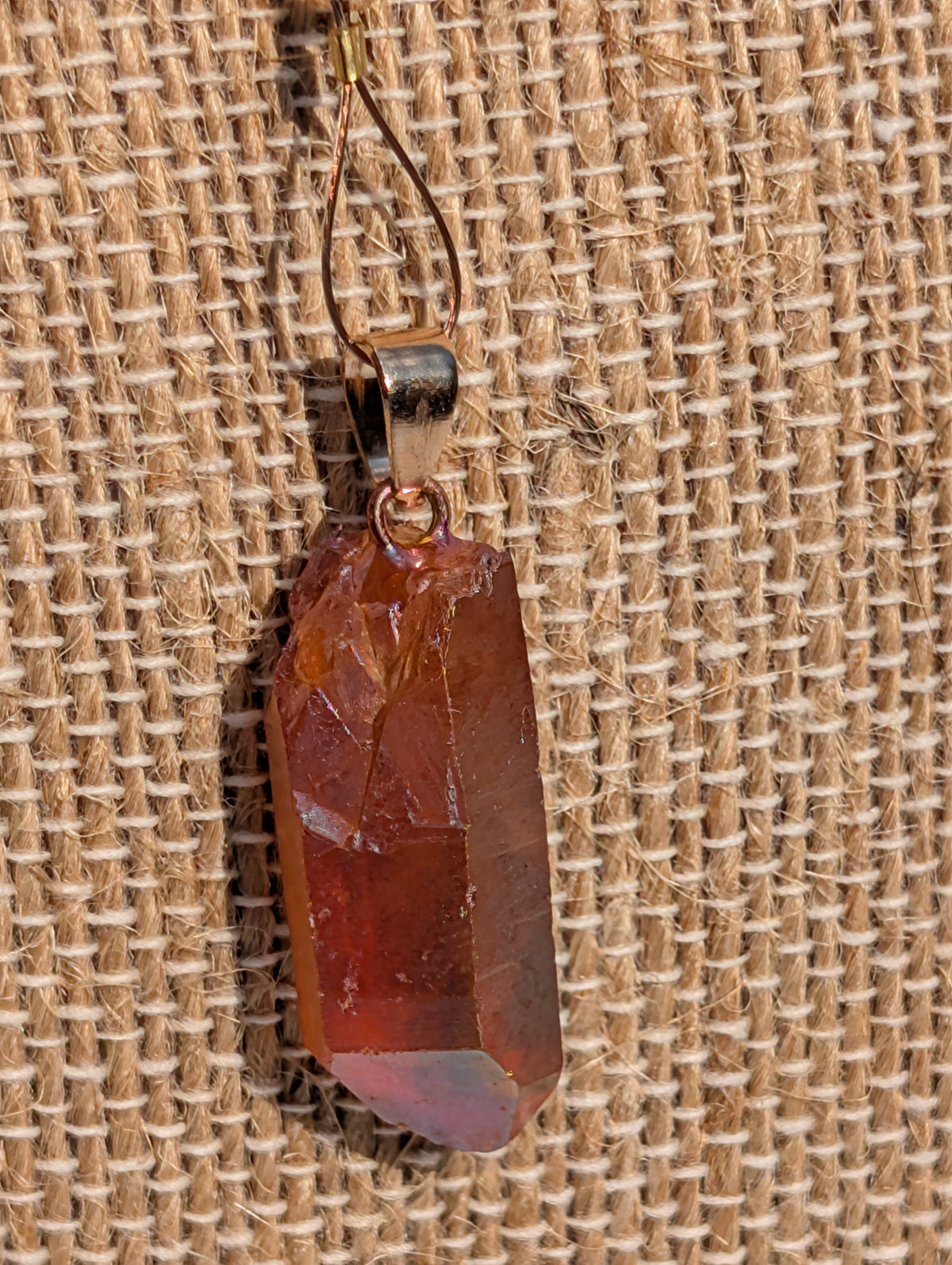 Tangerine Quartz and Rose Pendulum (reiki blessed)