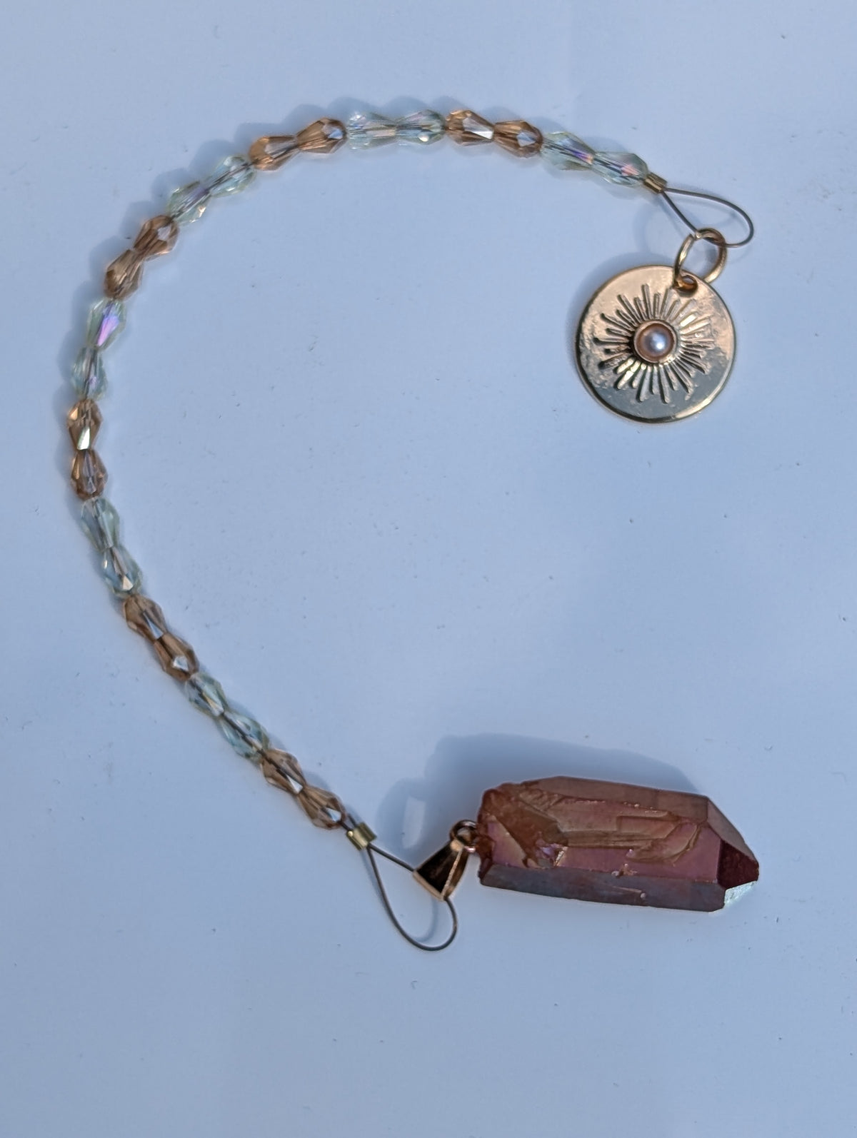 Tangerine Quartz and Rose Pendulum (reiki blessed)