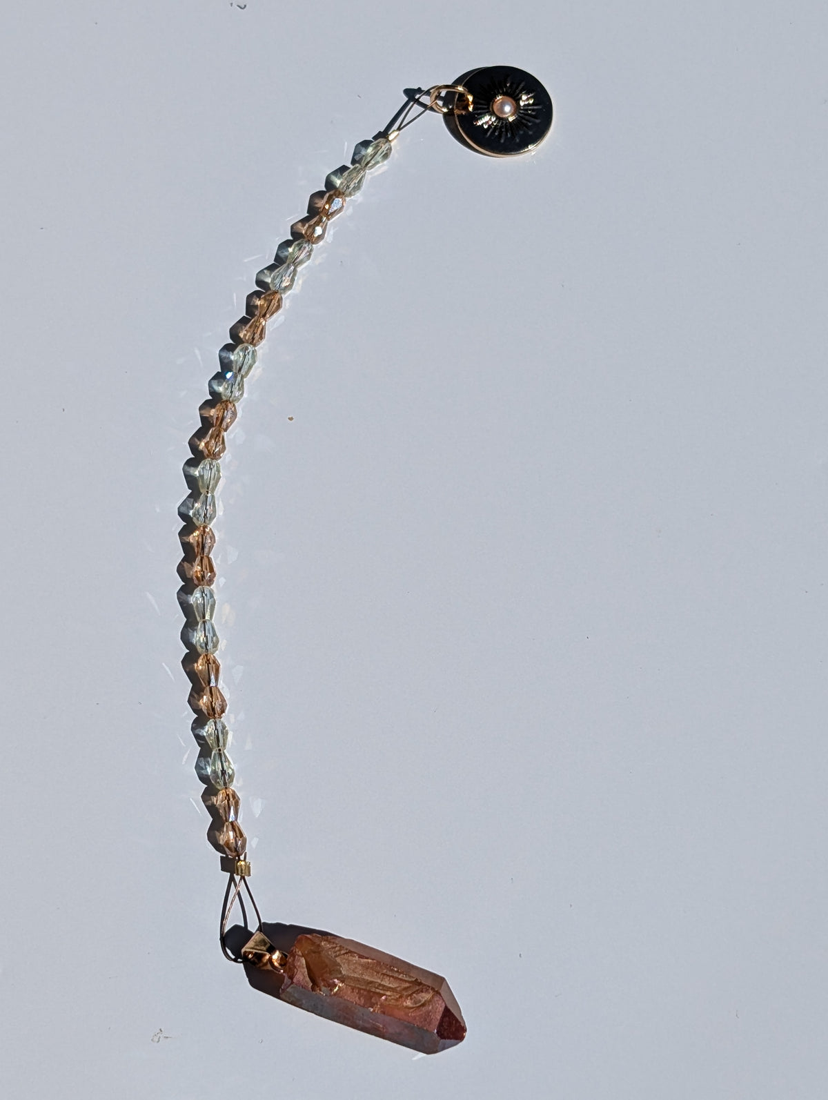 Tangerine Quartz and Rose Pendulum (reiki blessed)