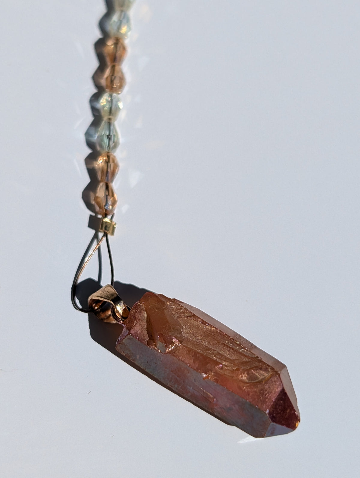 Tangerine Quartz and Rose Pendulum (reiki blessed)