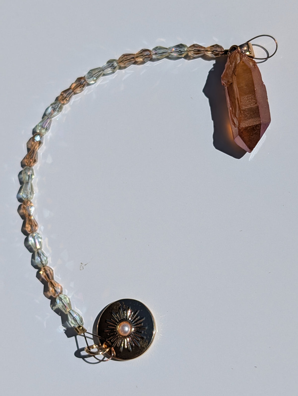 Tangerine Quartz and Rose Pendulum (reiki blessed)