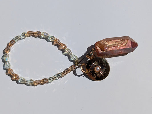Tangerine Quartz and Rose Pendulum (reiki blessed)