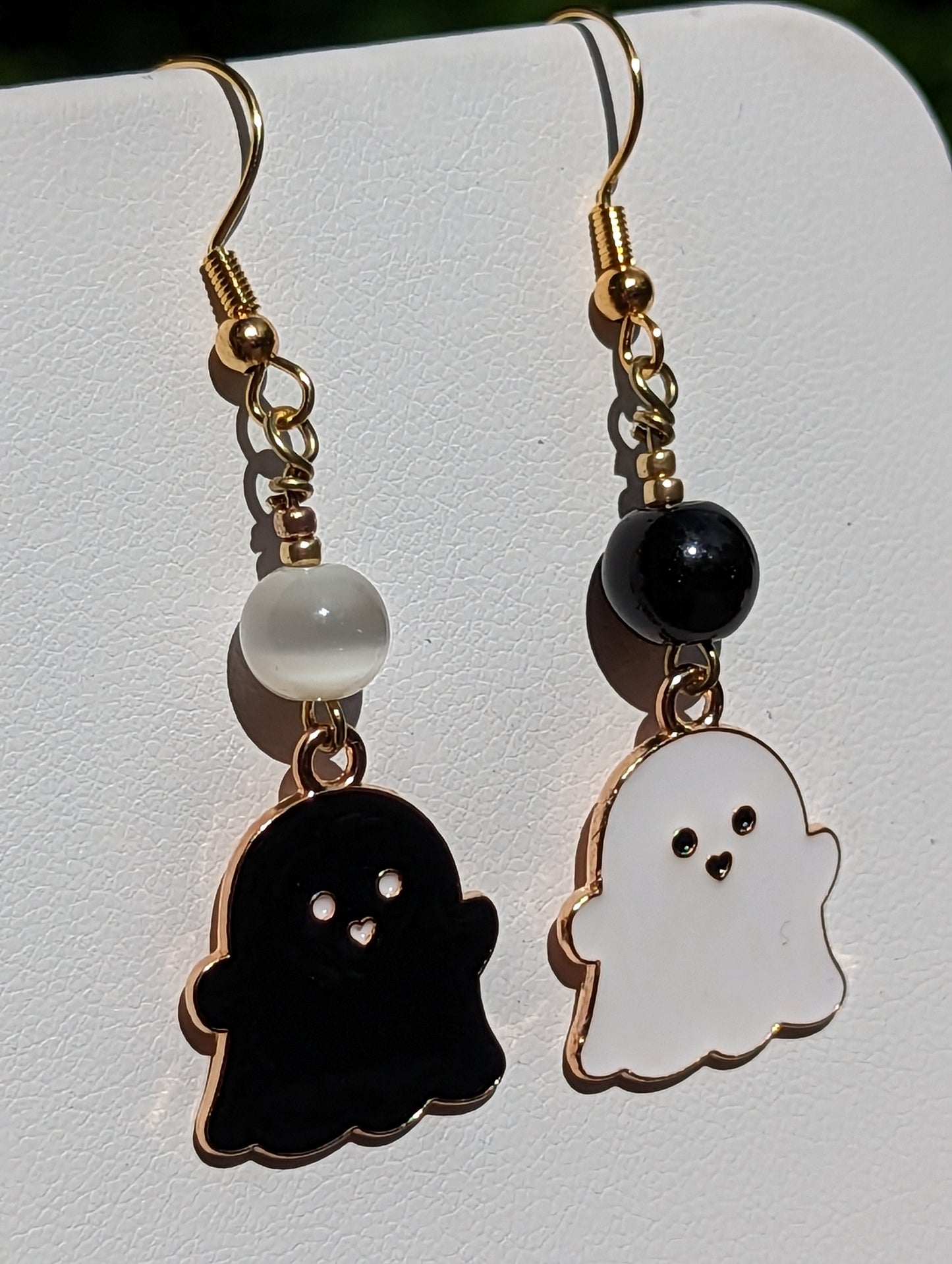 Black and White Enamel Ghost Earrings