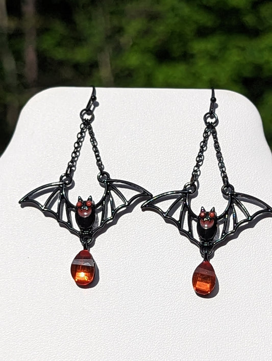 Vampire Bat Dangle Earrings