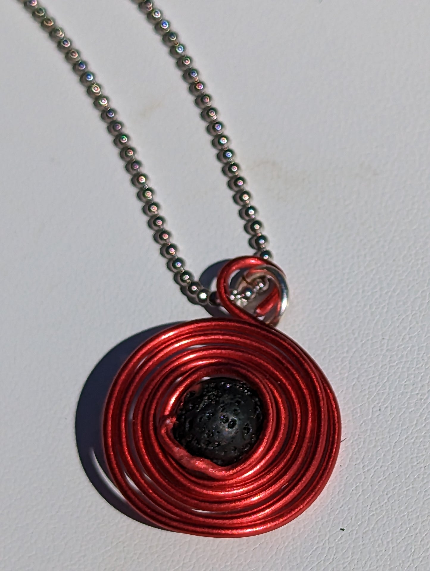 Wire Wrapped Lava Bead Hanger (or Keychain) - Small Red