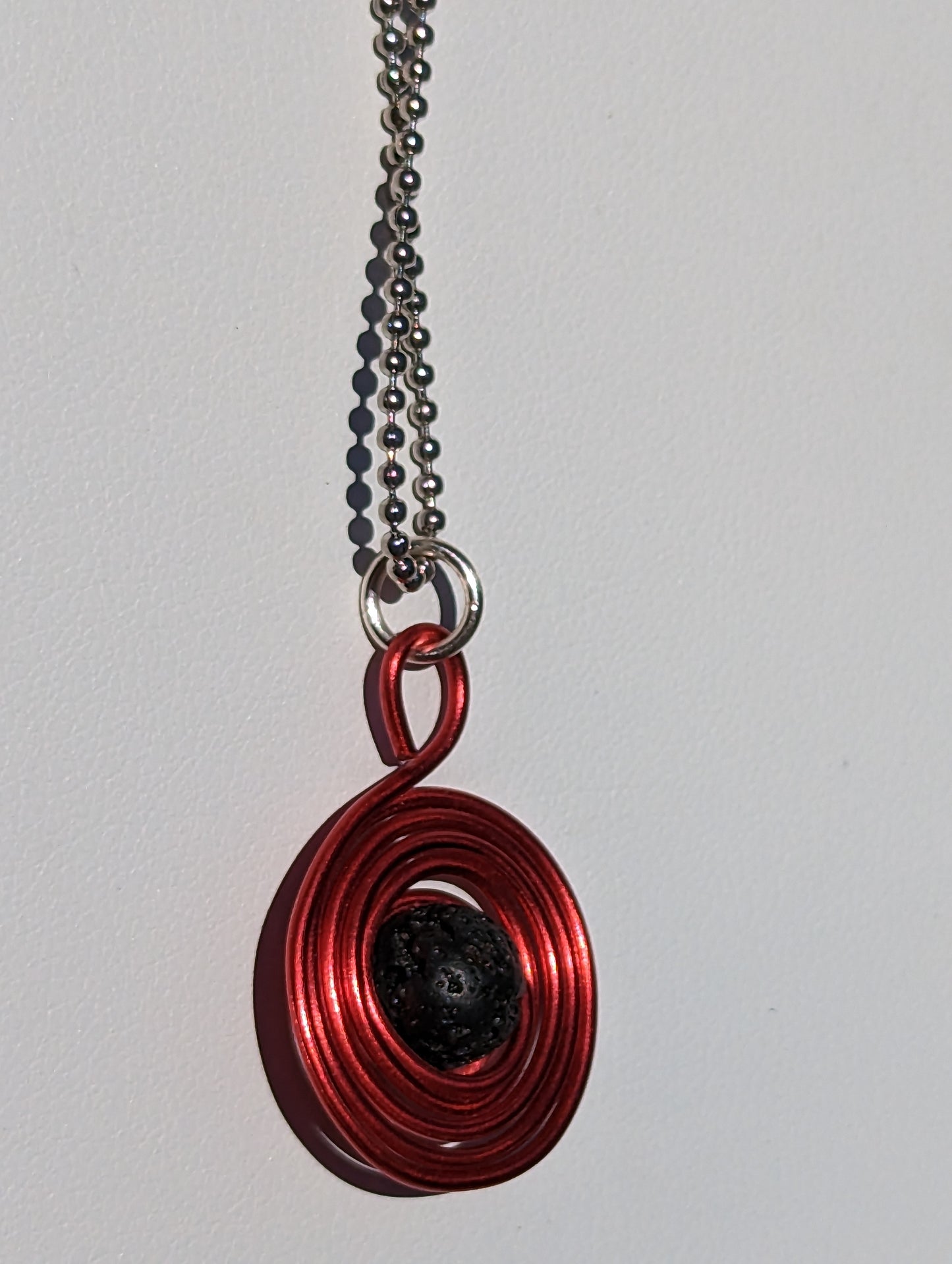 Wire Wrapped Lava Bead Hanger (or Keychain) - Small Red