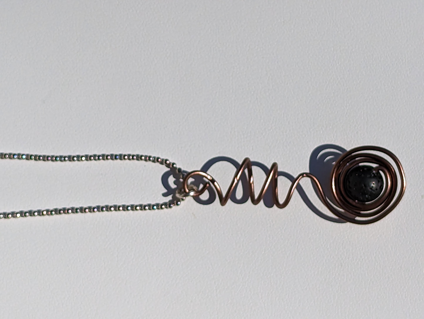 Wire Wrapped Lava Bead Hanger (or Keychain) - Brown with Spiral