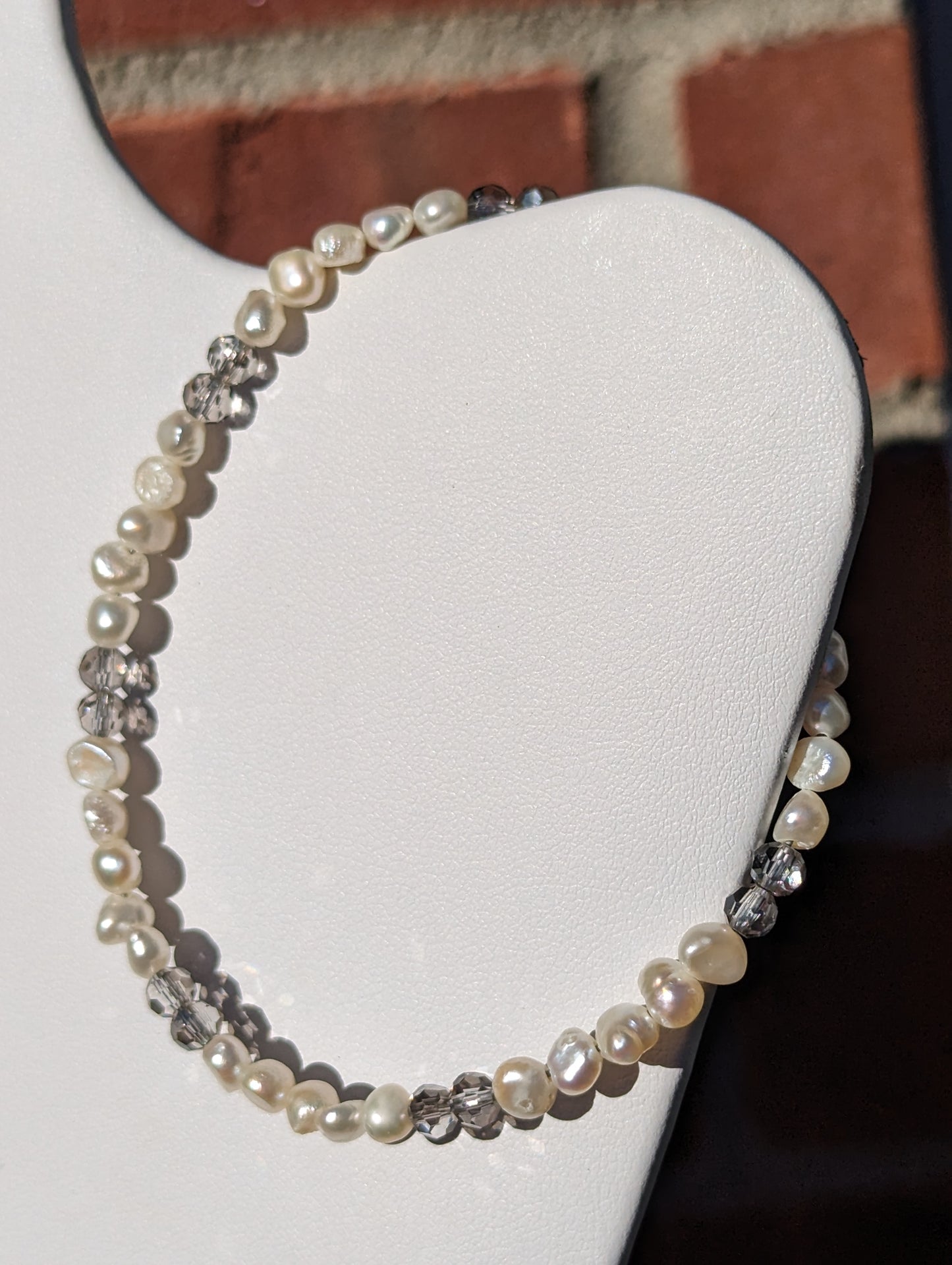 Victorian Freshwater Pearl and Swarovski Bead Necklace and Long Bracelet