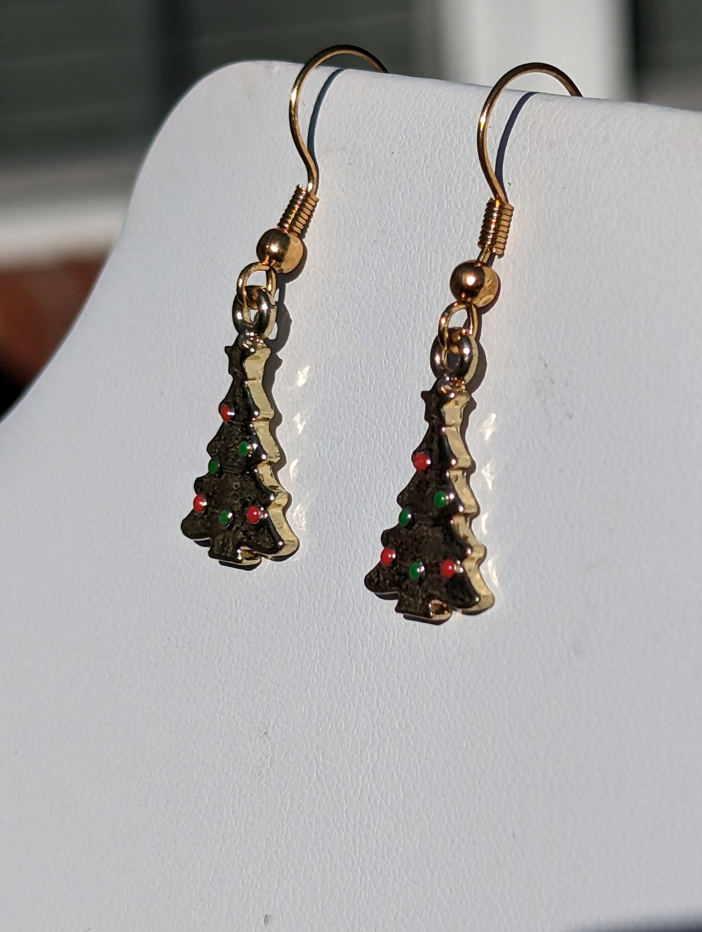 Golden Holiday Tree Earrings