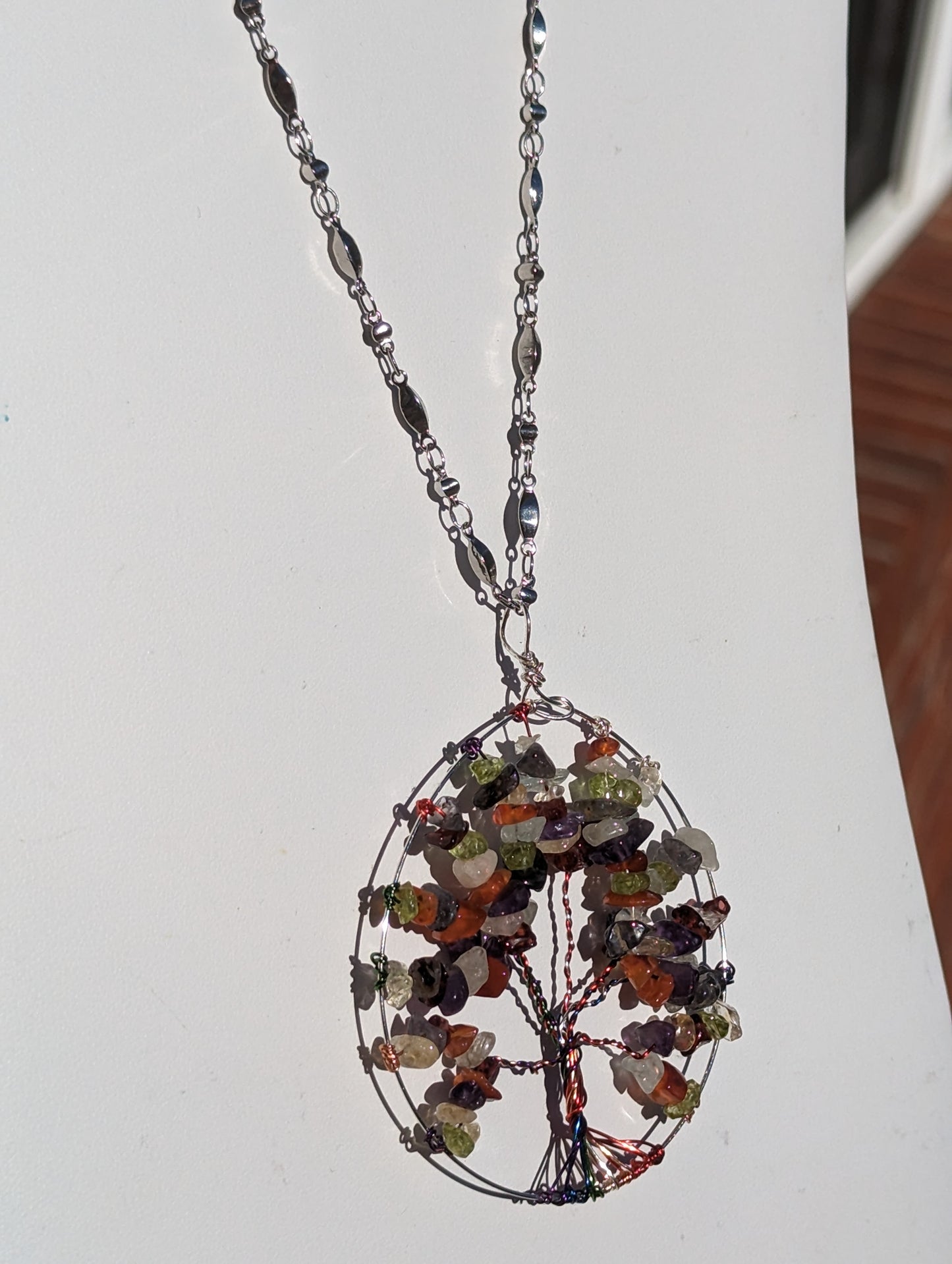 Extra Large Hand-wired Tree of Life Chakra Necklace
