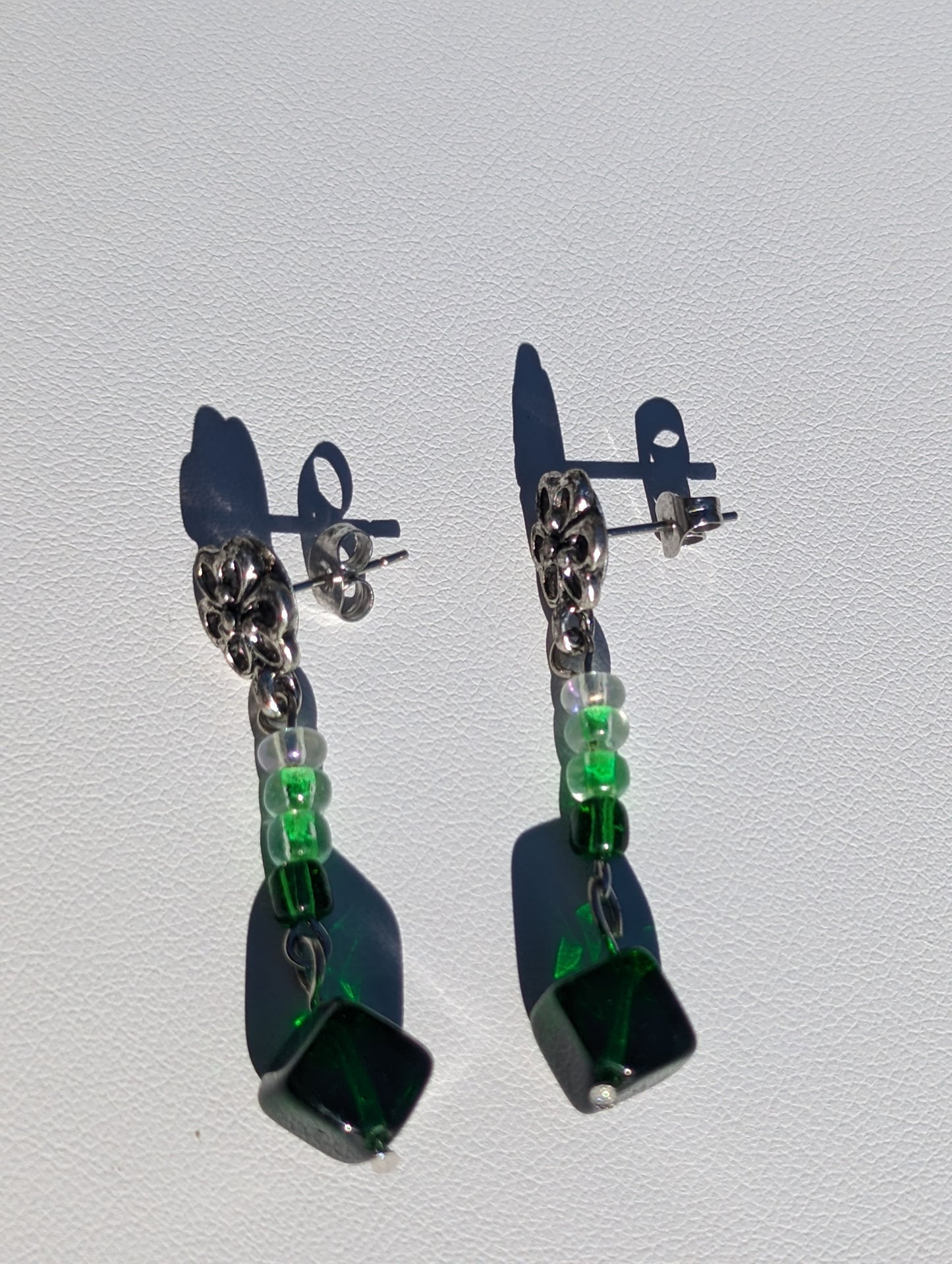 Green Ombre Shamrock Stud Earrings