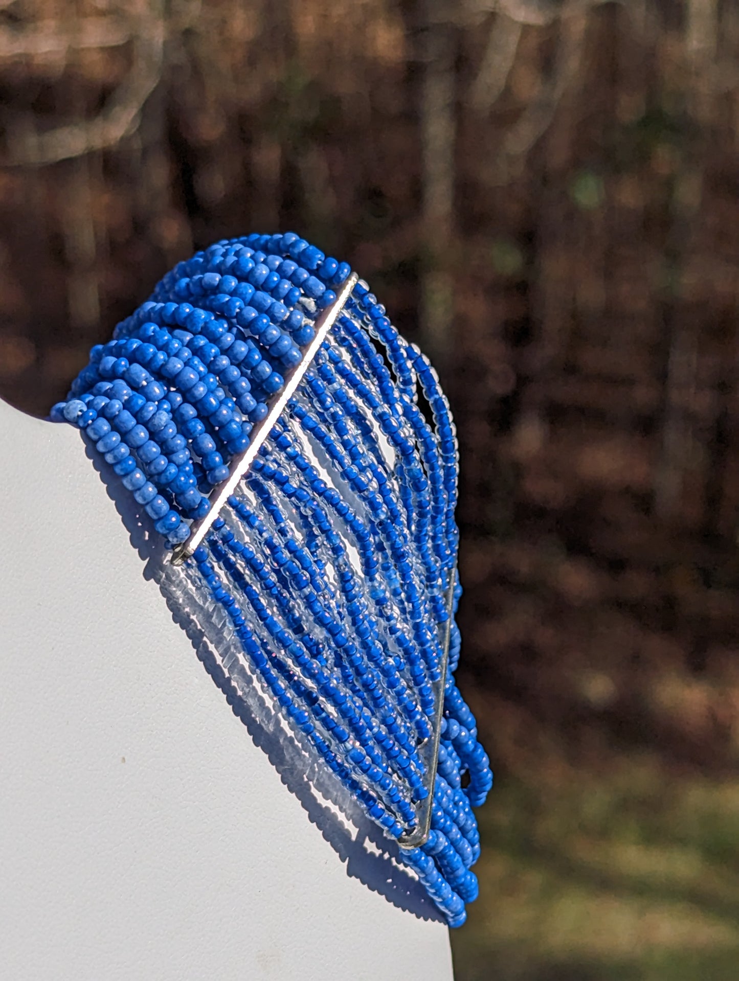 Stretchy Multi-band Blue Seed Bead Bracelet