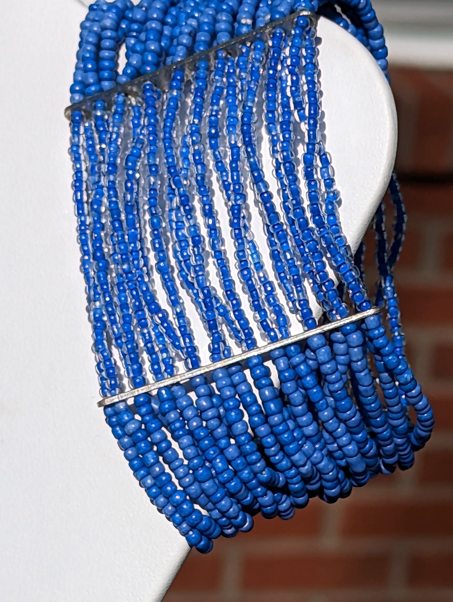 Stretchy Multi-band Blue Seed Bead Bracelet