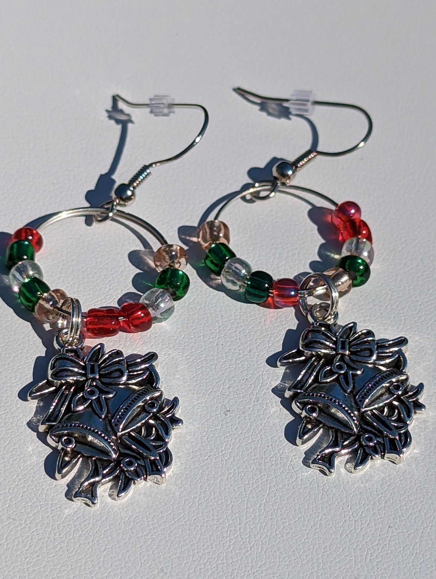 Silver-tone Holiday Bells Charm Earrings