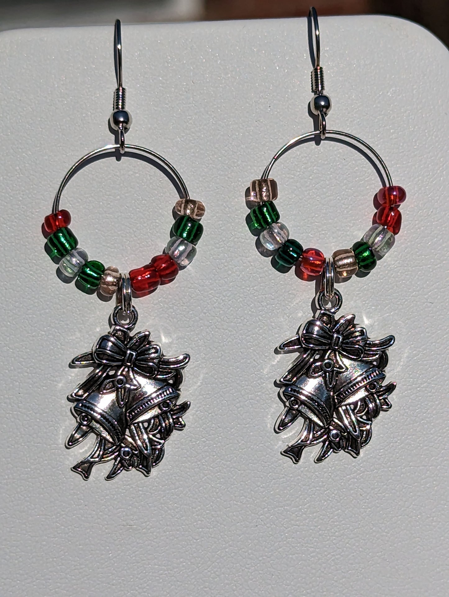 Silver-tone Holiday Bells Charm Earrings