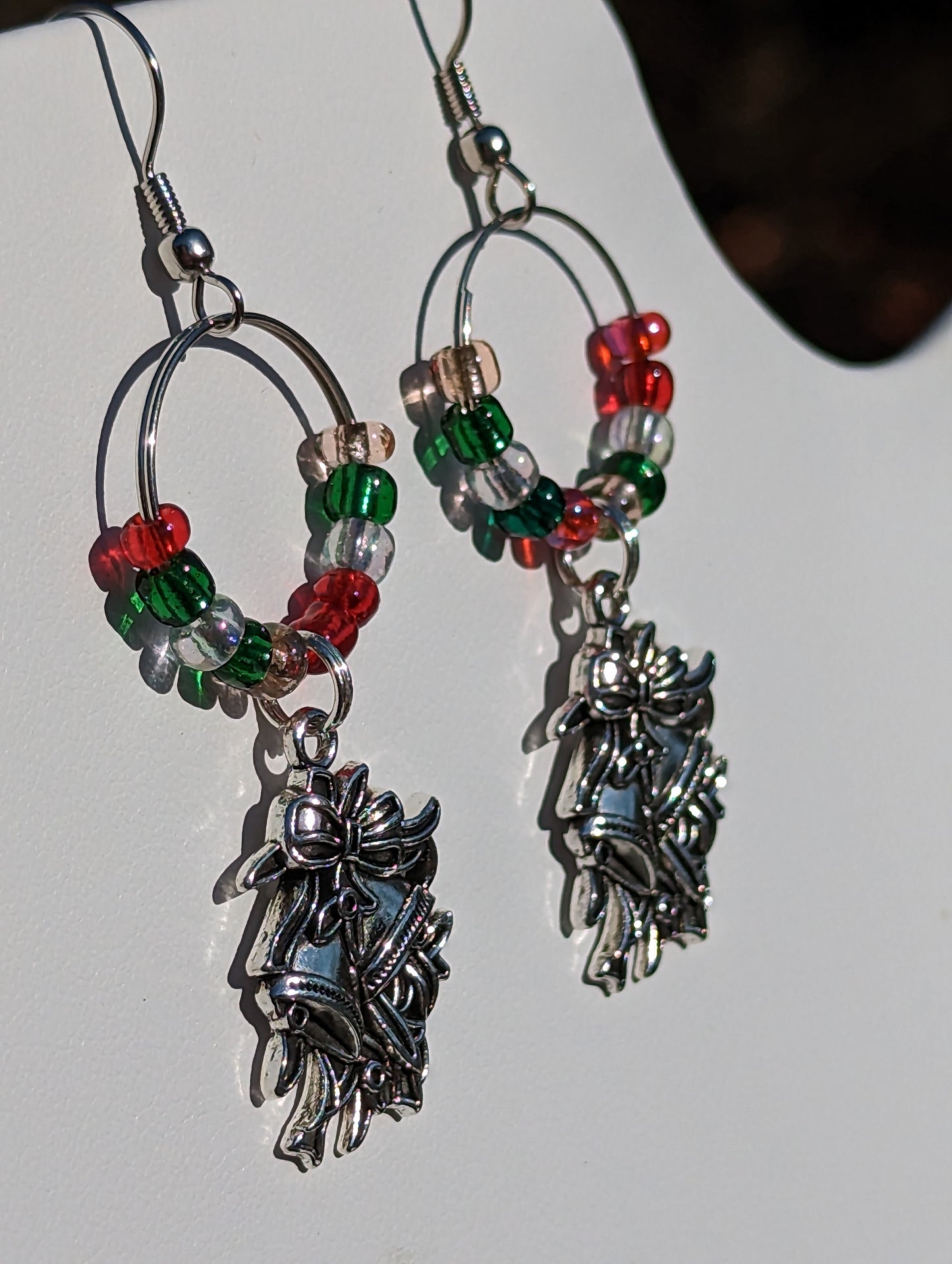 Silver-tone Holiday Bells Charm Earrings