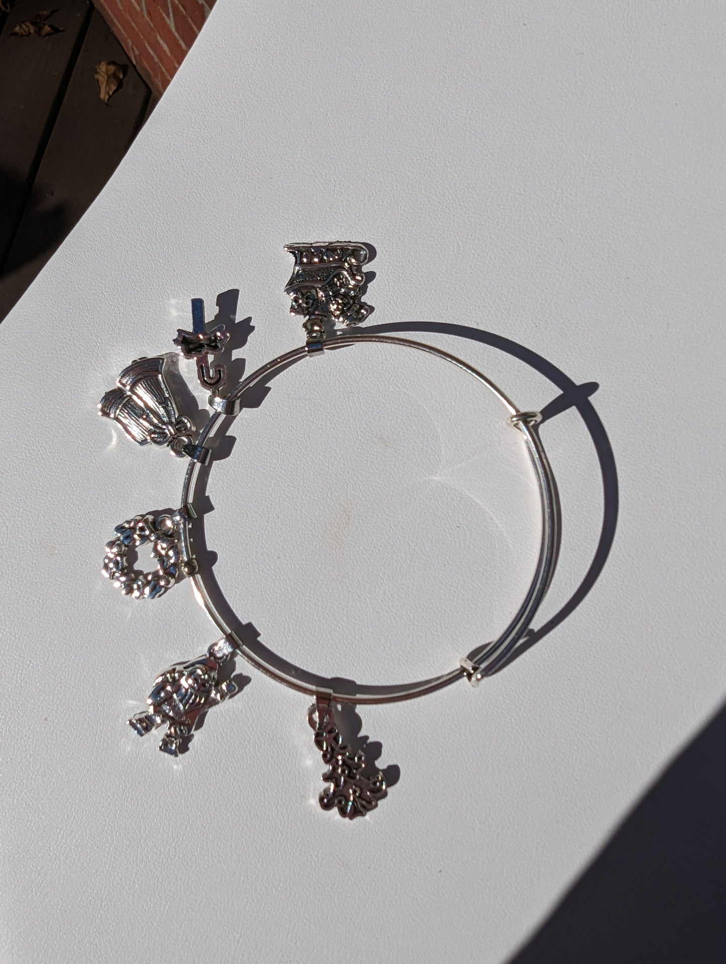 Silvery Adjustable Christmas Charms Bracelet