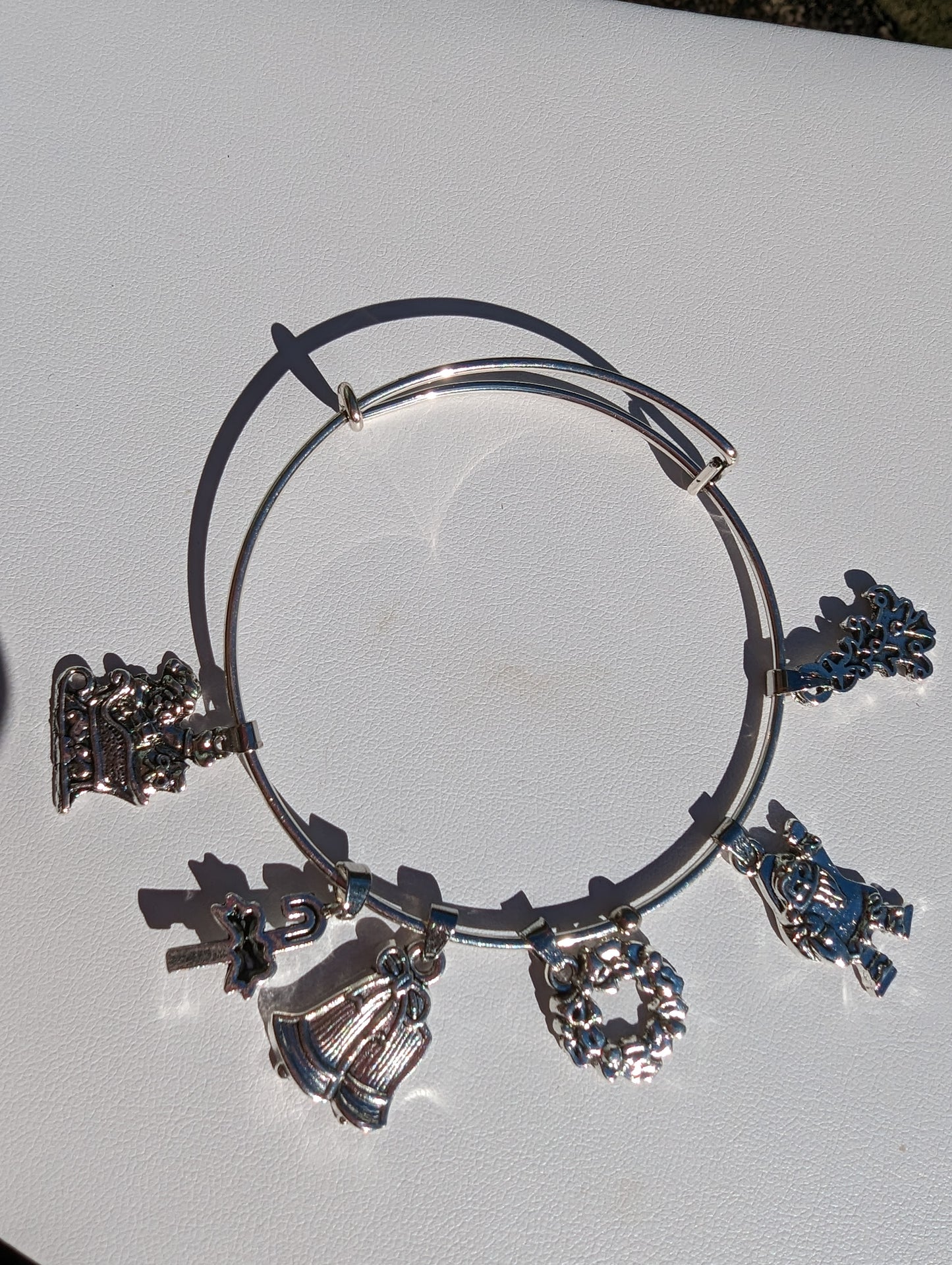 Silvery Adjustable Christmas Charms Bracelet