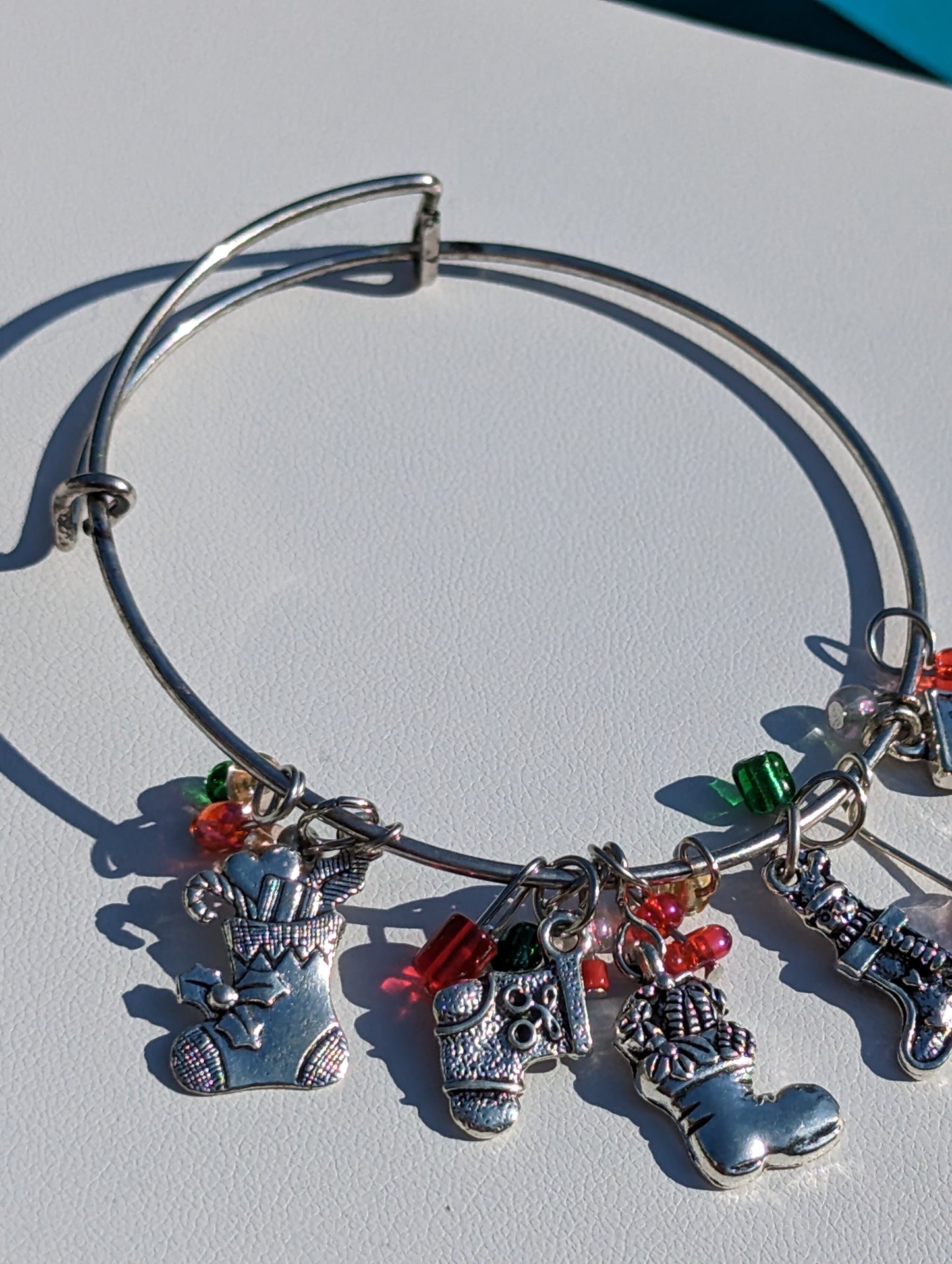 Silvery Adjustable Stocking Charms Bracelet