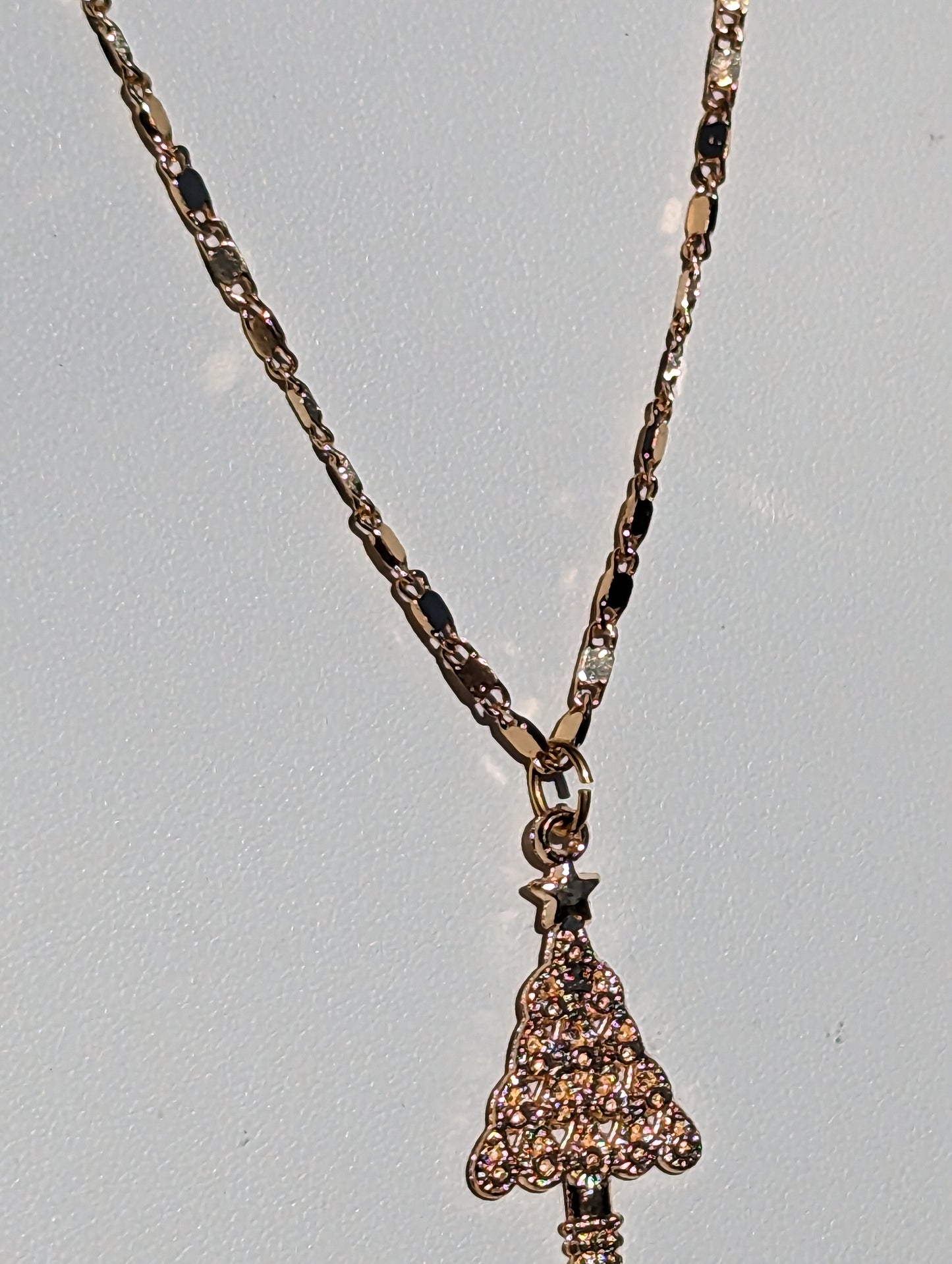 Golden Christmas Tree Necklace