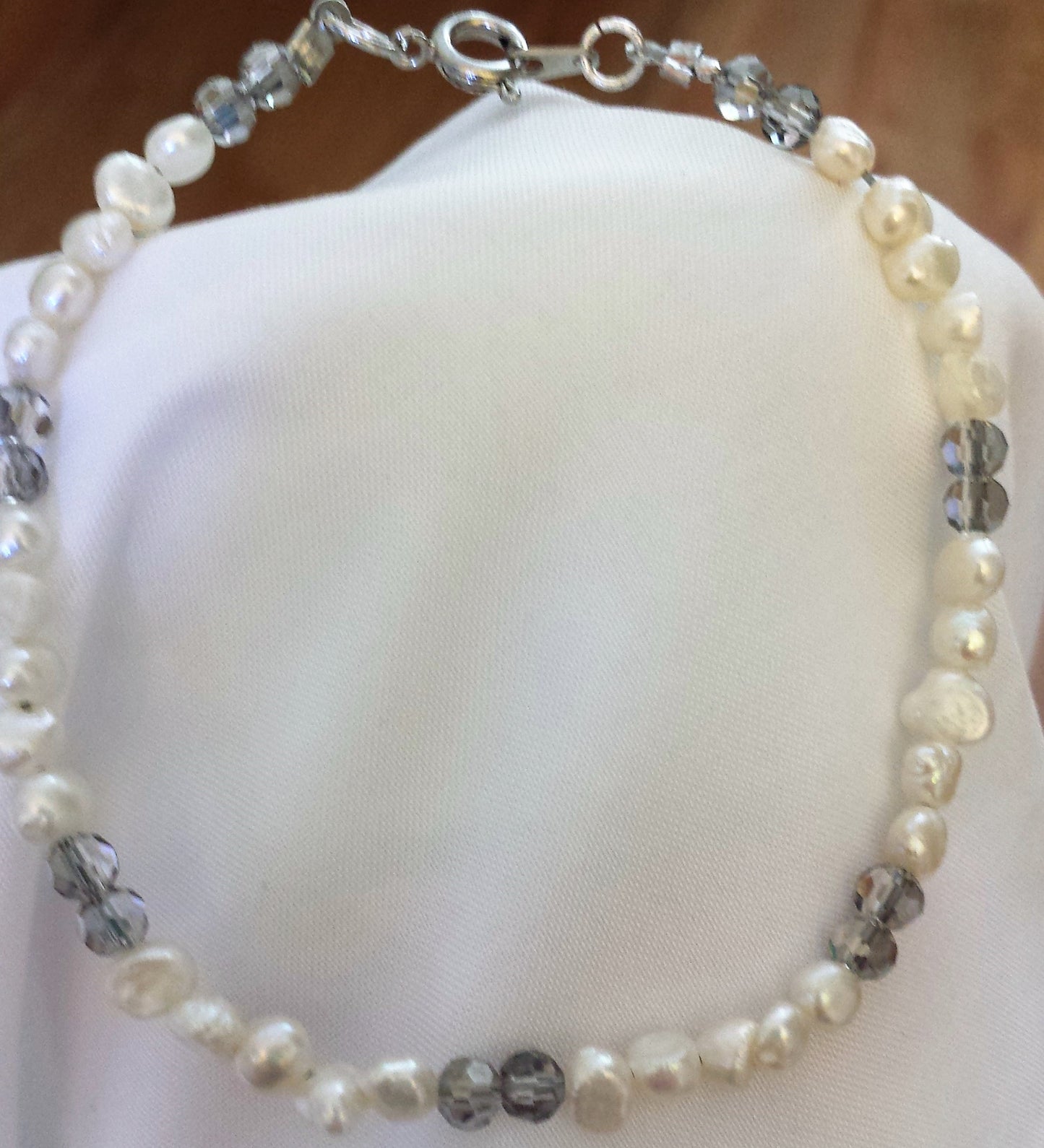 Victorian Freshwater Pearl and Swarovski Bead Necklace and Long Bracelet