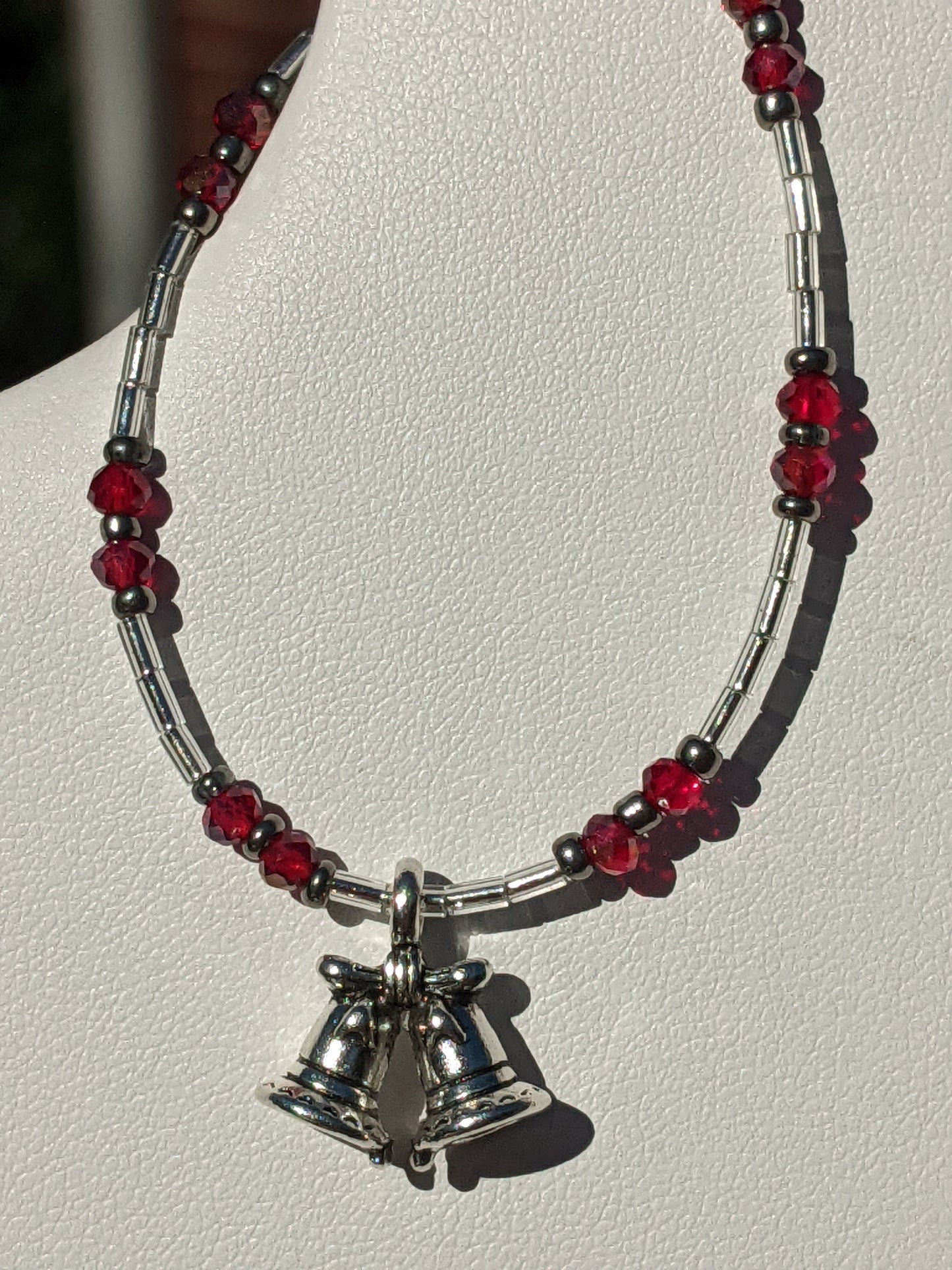 Double Holiday Bells Beaded Bracelet for Small Wrists