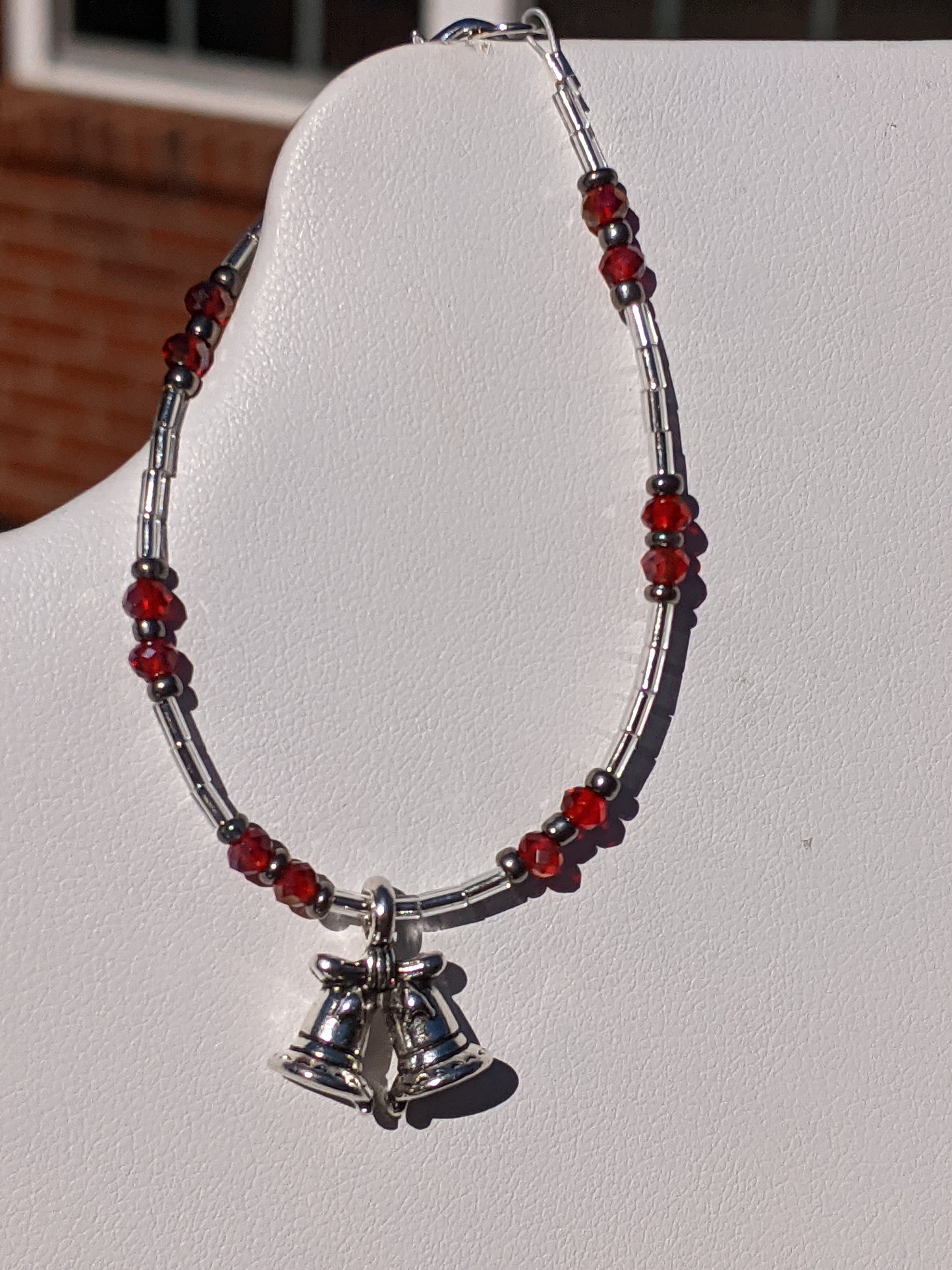 Double Holiday Bells Beaded Bracelet for Small Wrists