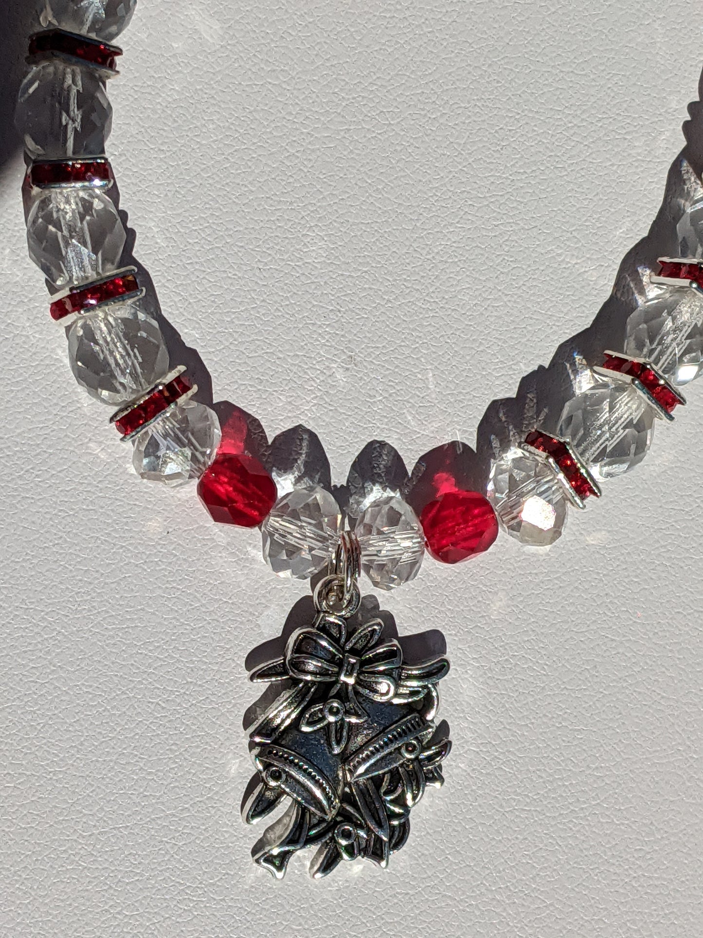 Holiday Bells Charm Bracelet made with Red Swarovski Crystal Accents