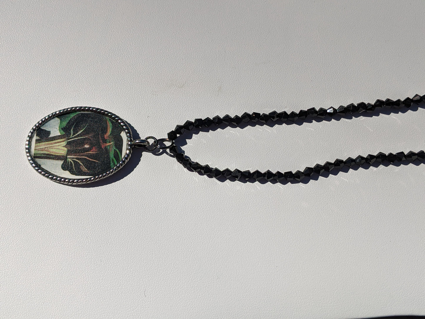 Black Necklace Featuring Georgia O'Keeffe Black Calla Lily Pendant