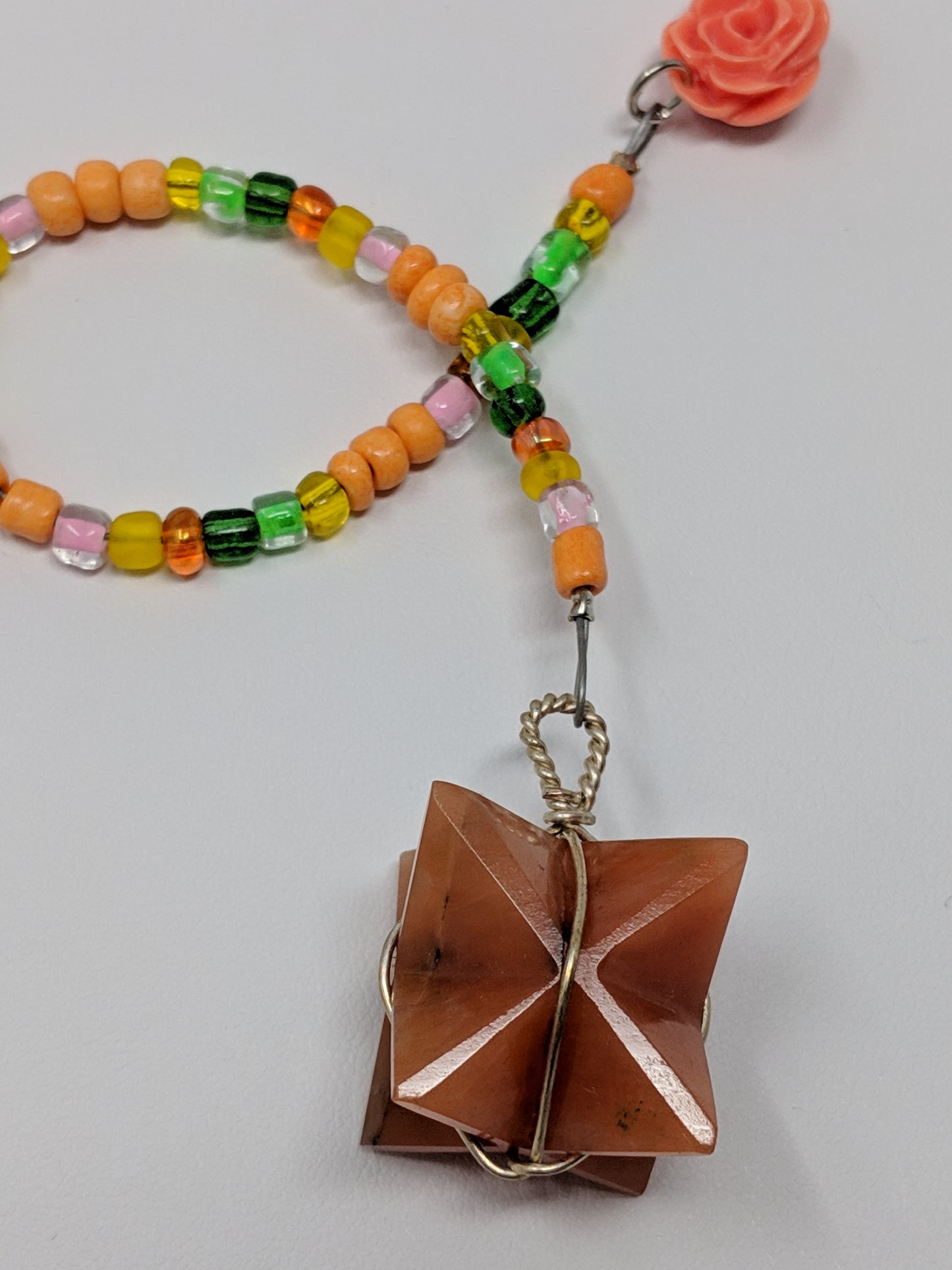 Carnelian Merkaba Rose Pendulum (reiki blessed)