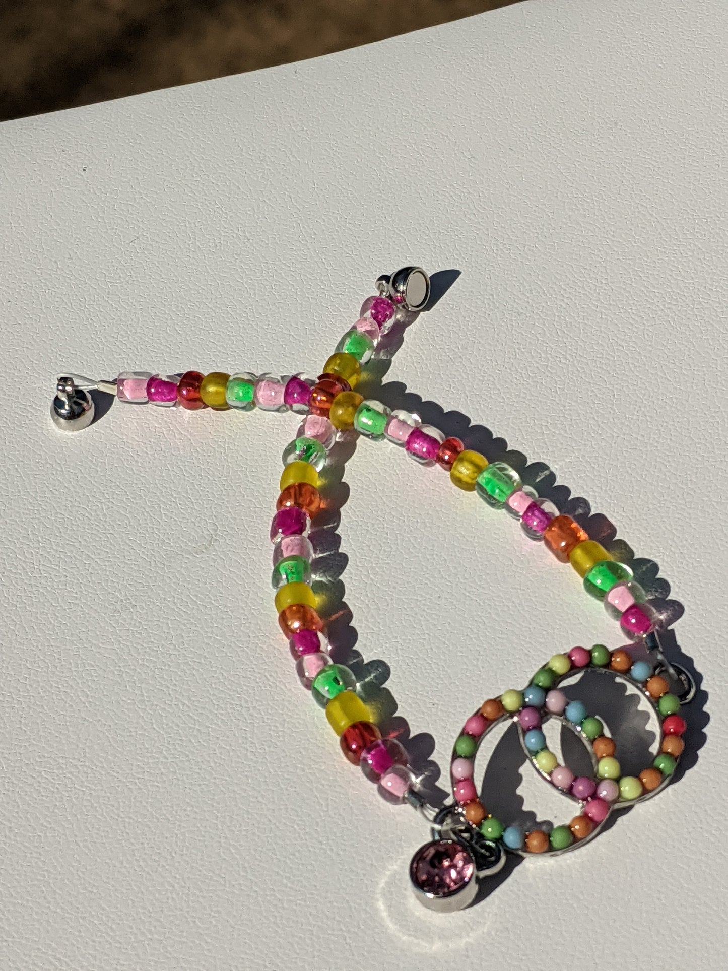 Long Springtime Bracelet with Confetti Double-circle Detail