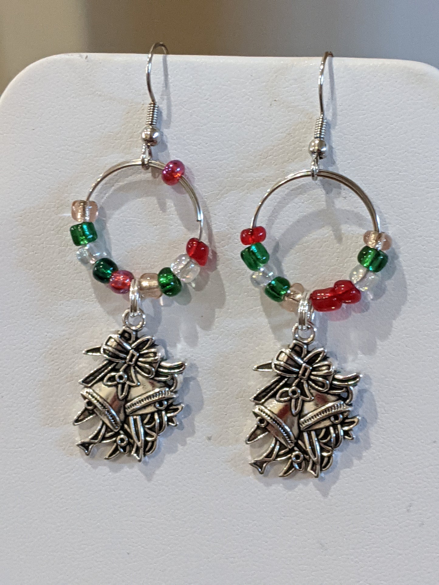 Silver-tone Holiday Bells Charm Earrings