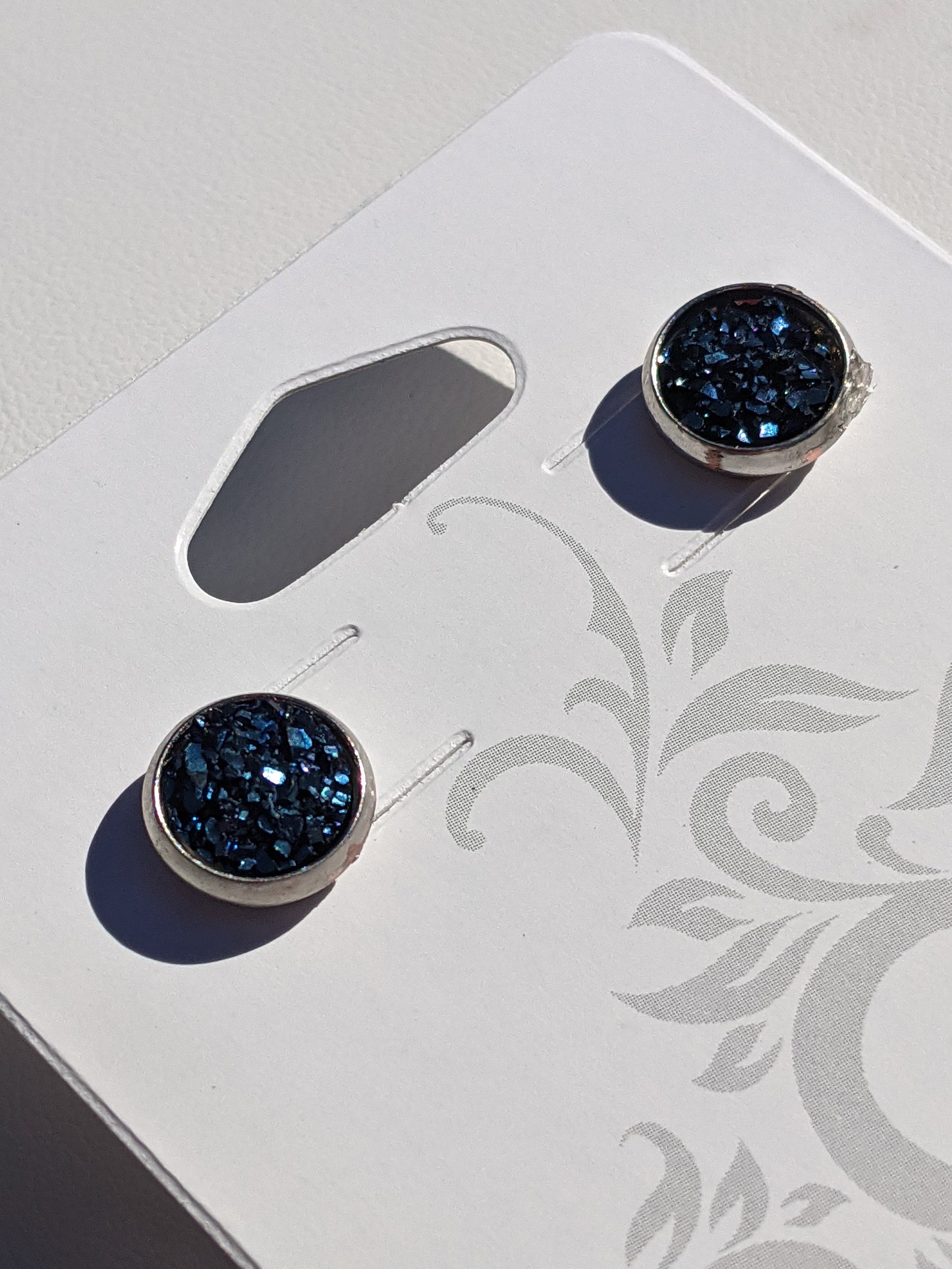 Midnight Blue Druzy Stone Stud Earrings