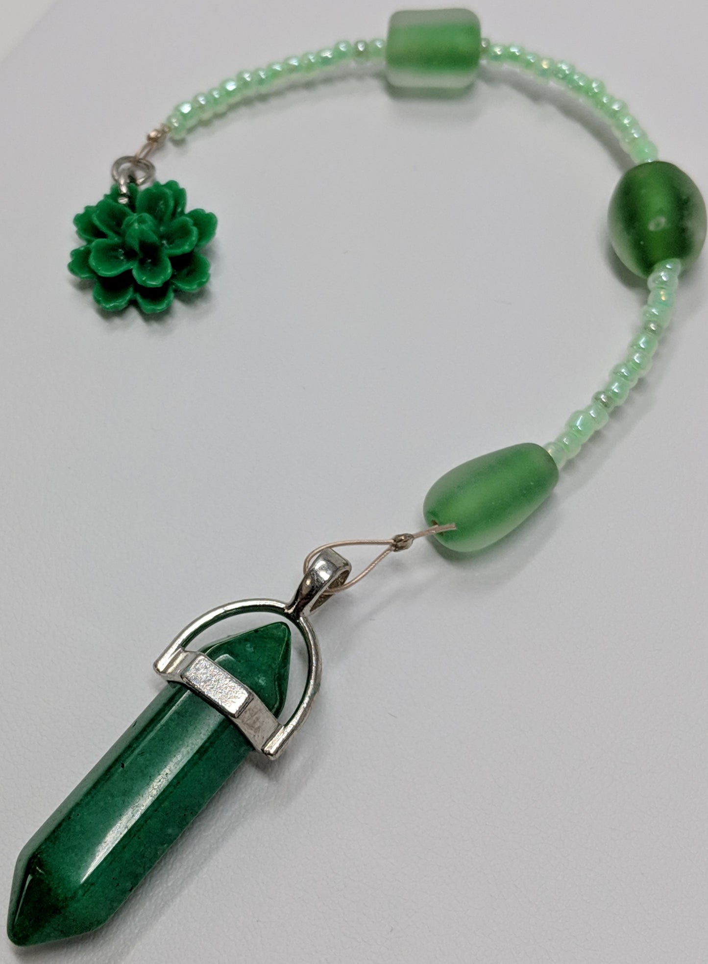 Green Agate Springtime Pendulum (Reiki blessed)