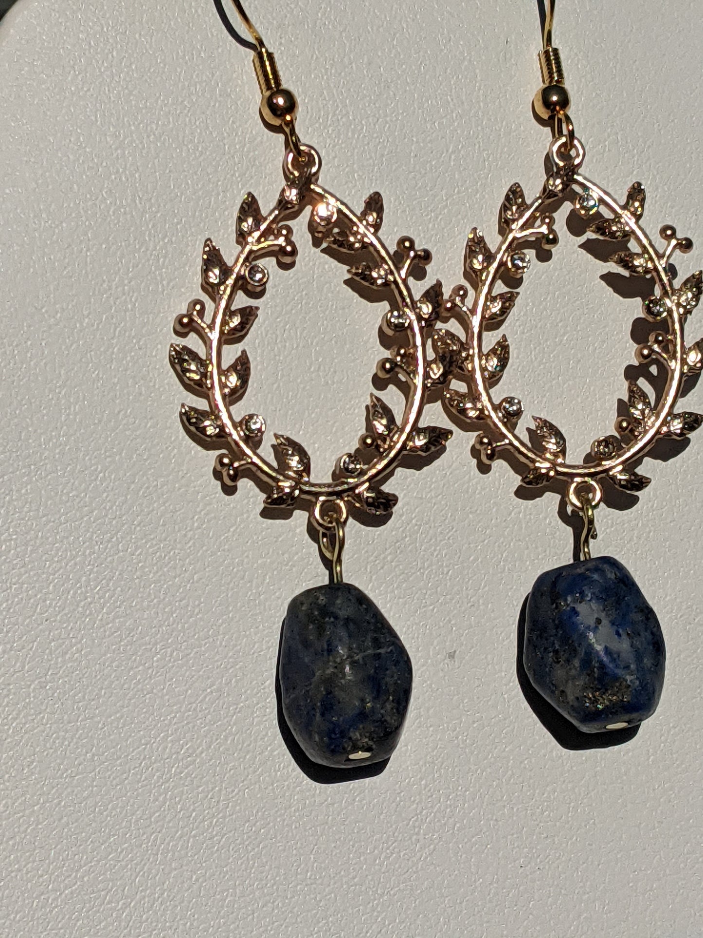 Lapis Lazuli Laurel Wreath Gold-tone Earrings