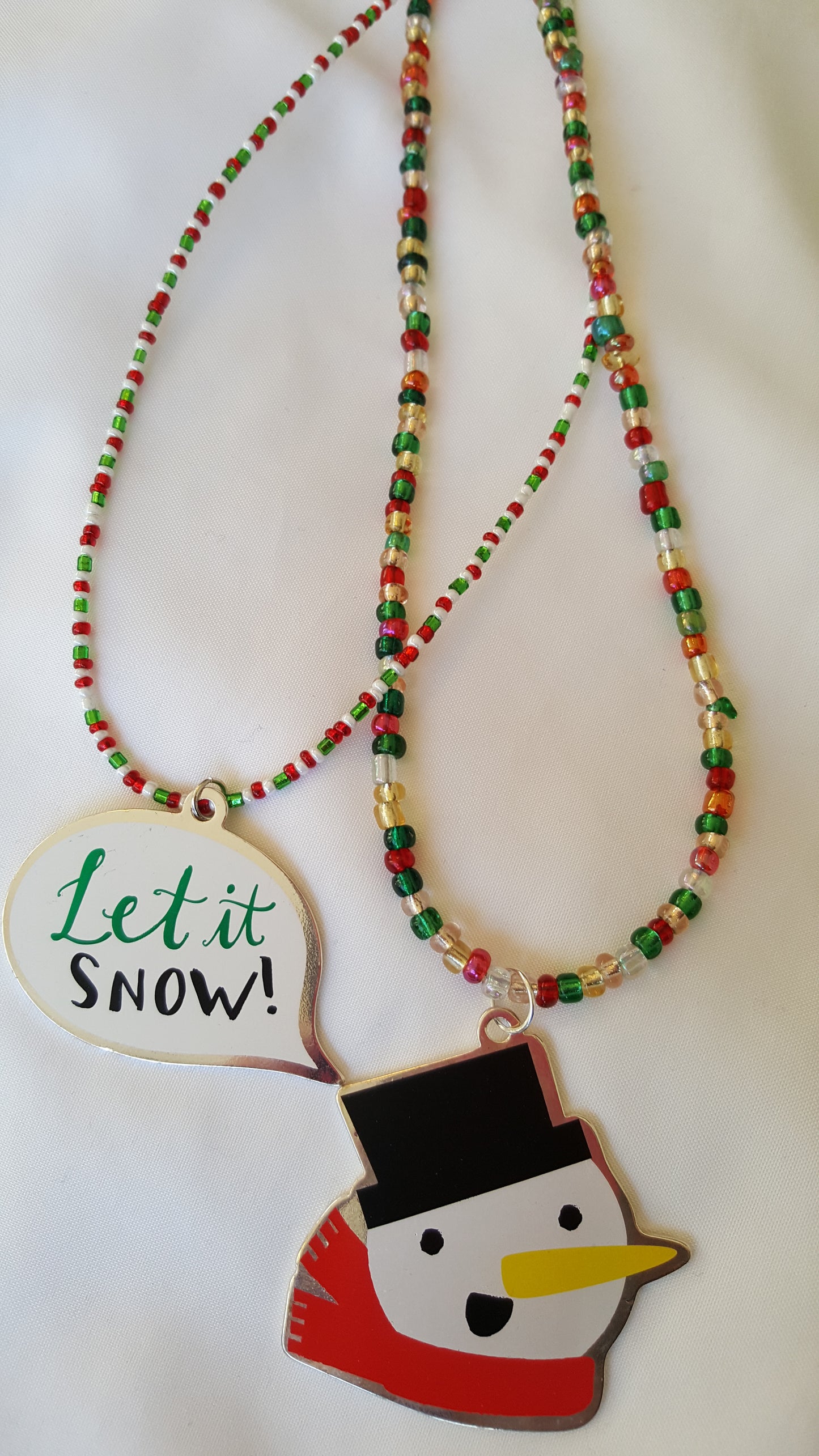 Let It Snow-man Double-strand Beaded Necklace