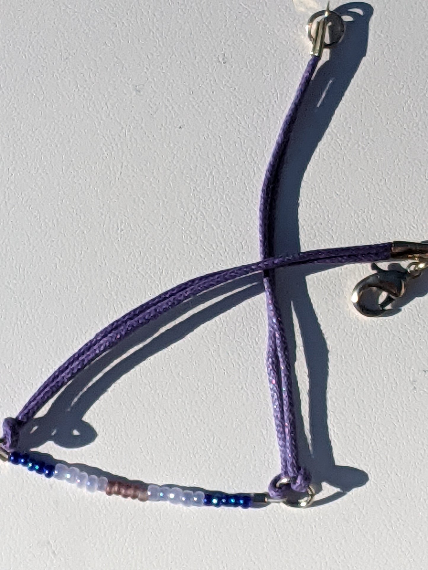Long Purple Cord Bracelet with Purple Ombre Seed Bead Bar