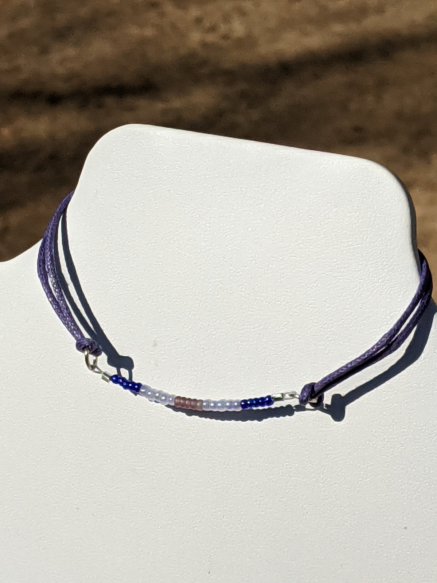 Long Purple Cord Bracelet with Purple Ombre Seed Bead Bar